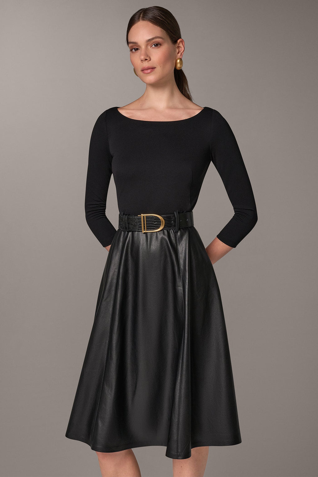MIXED MEDIA MIDI DRESS
