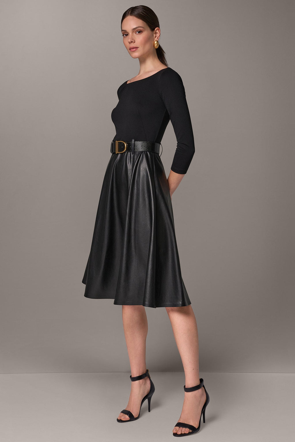 MIXED MEDIA MIDI DRESS