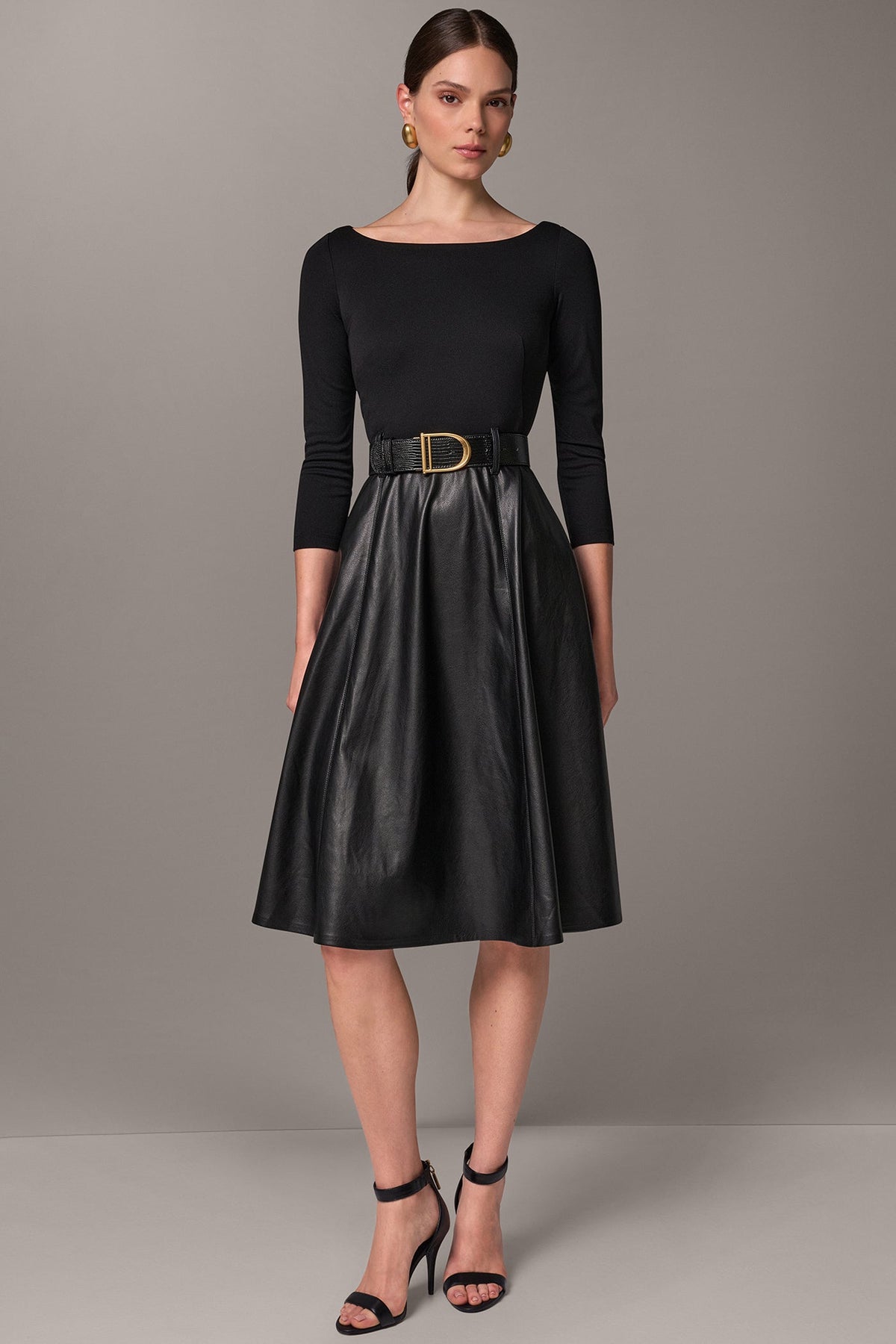 MIXED MEDIA MIDI DRESS