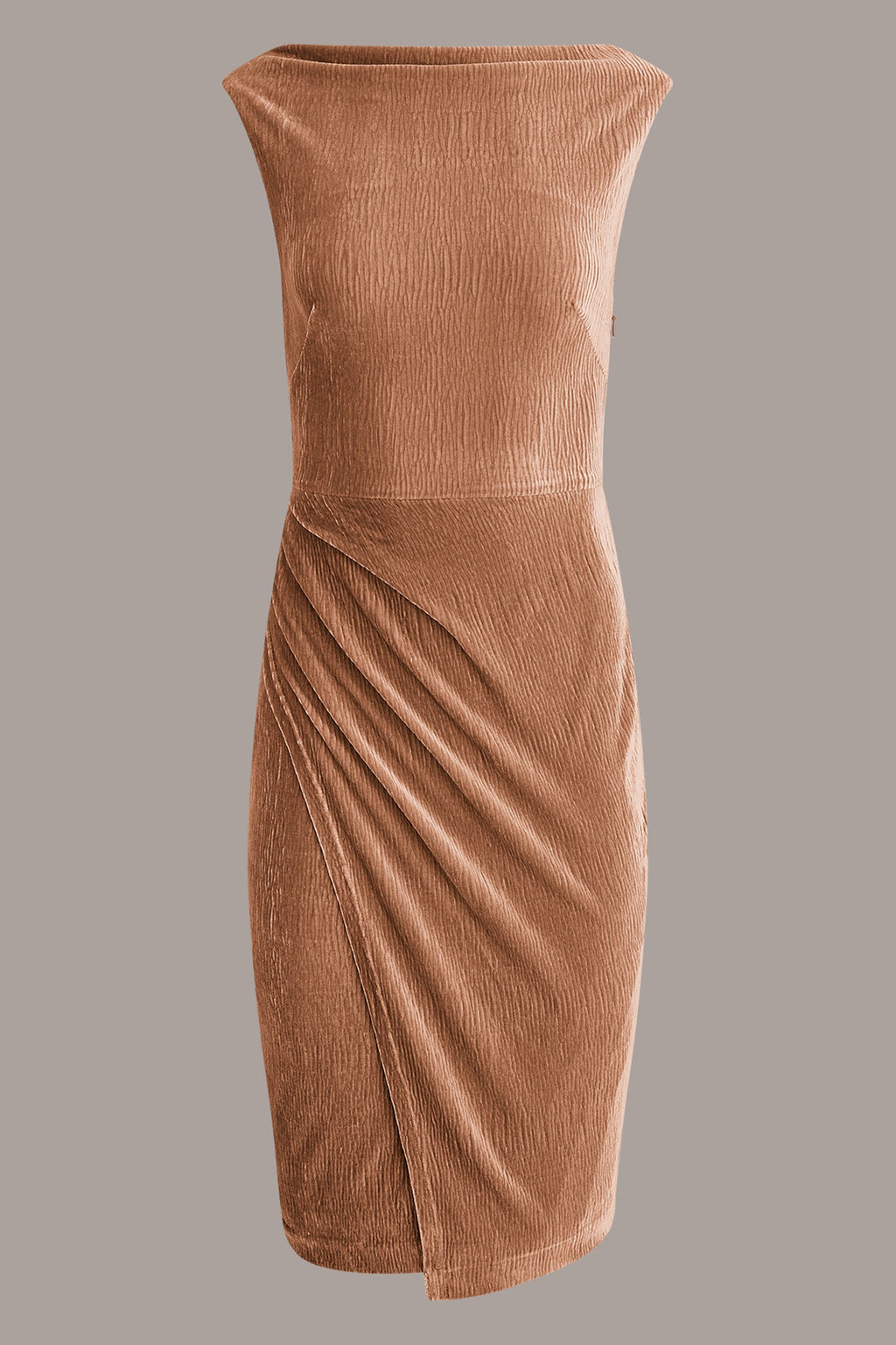 CRINKLE VELVET MIDI SHEATH DRESS
