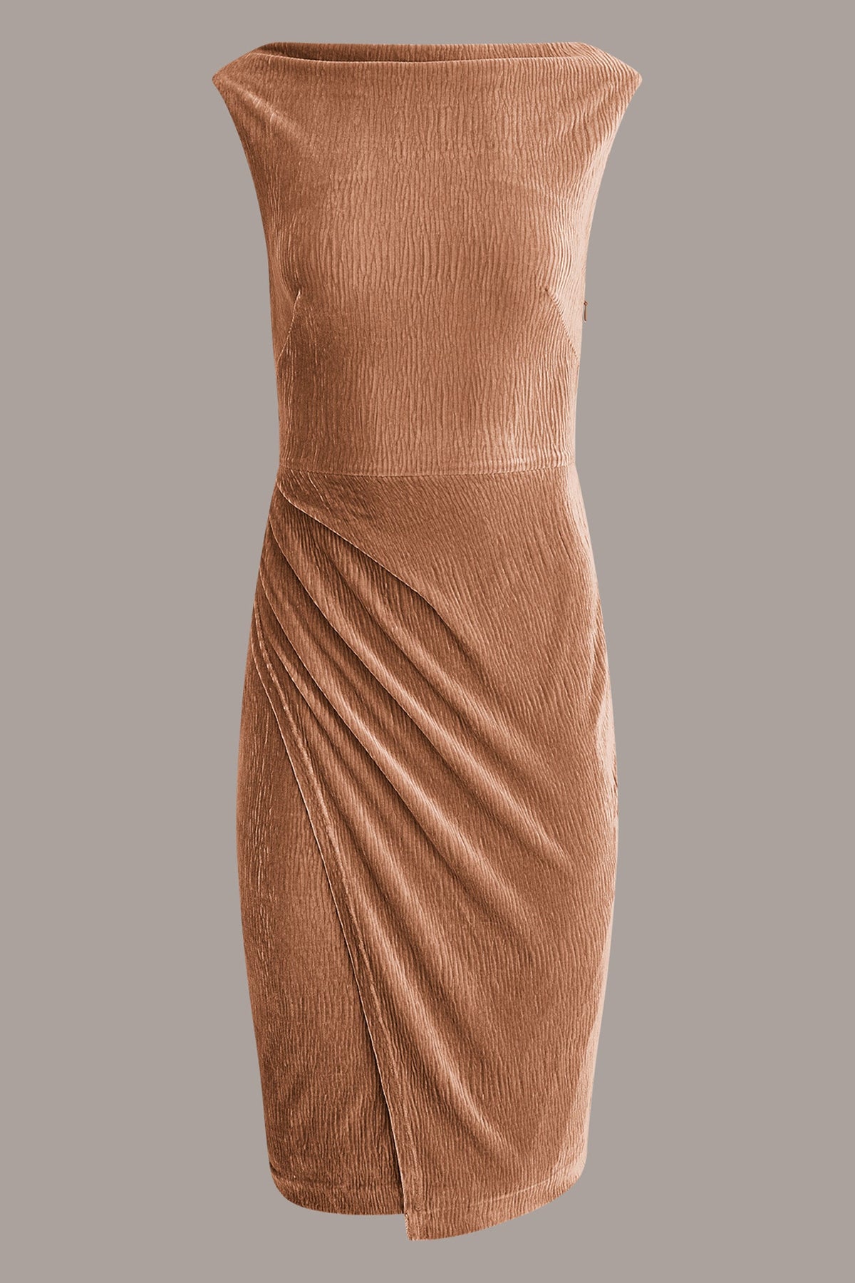 CRINKLE VELVET MIDI SHEATH DRESS