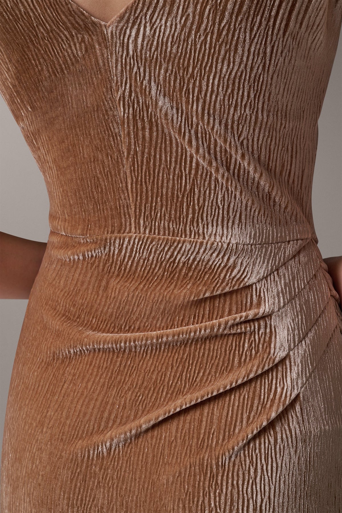 CRINKLE VELVET MIDI SHEATH DRESS