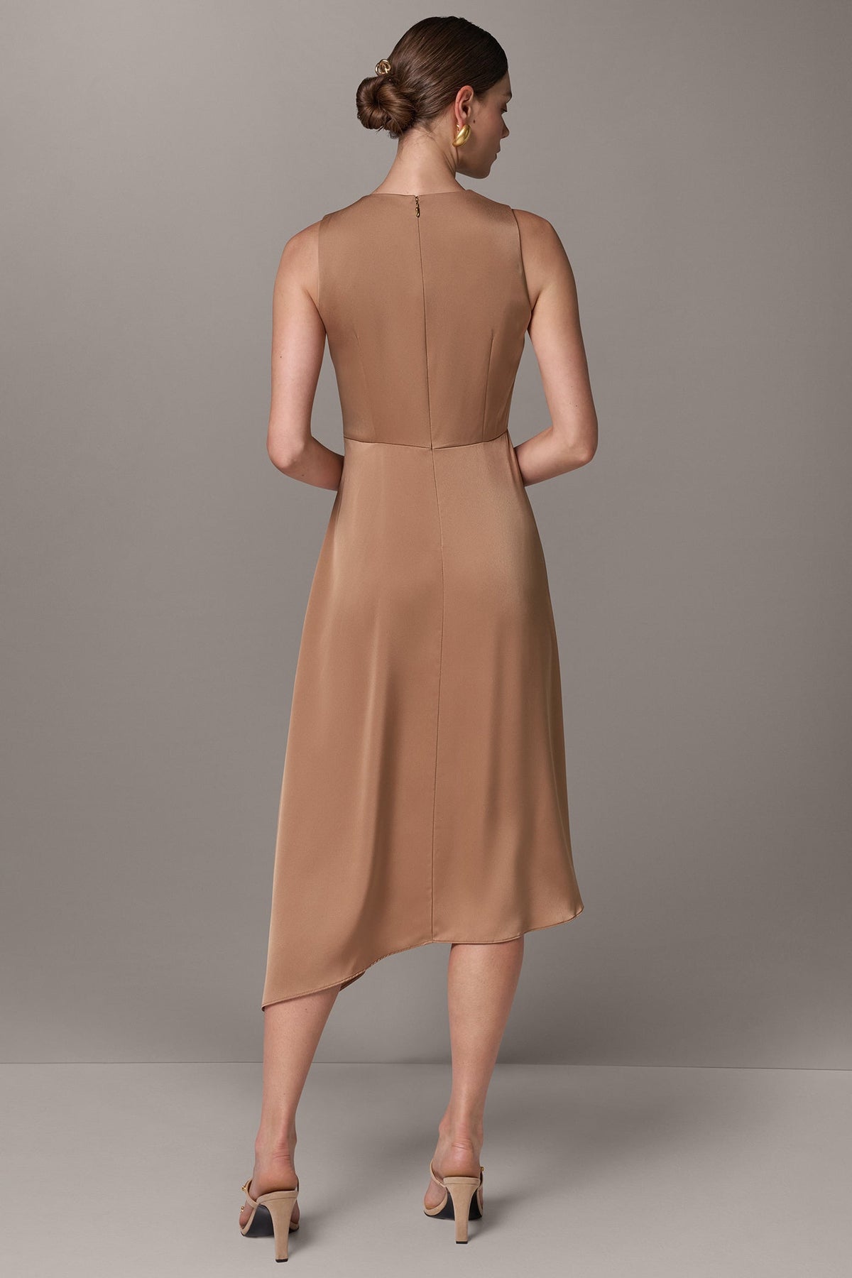 SATIN WRAP-EFFECT MIDI DRESS