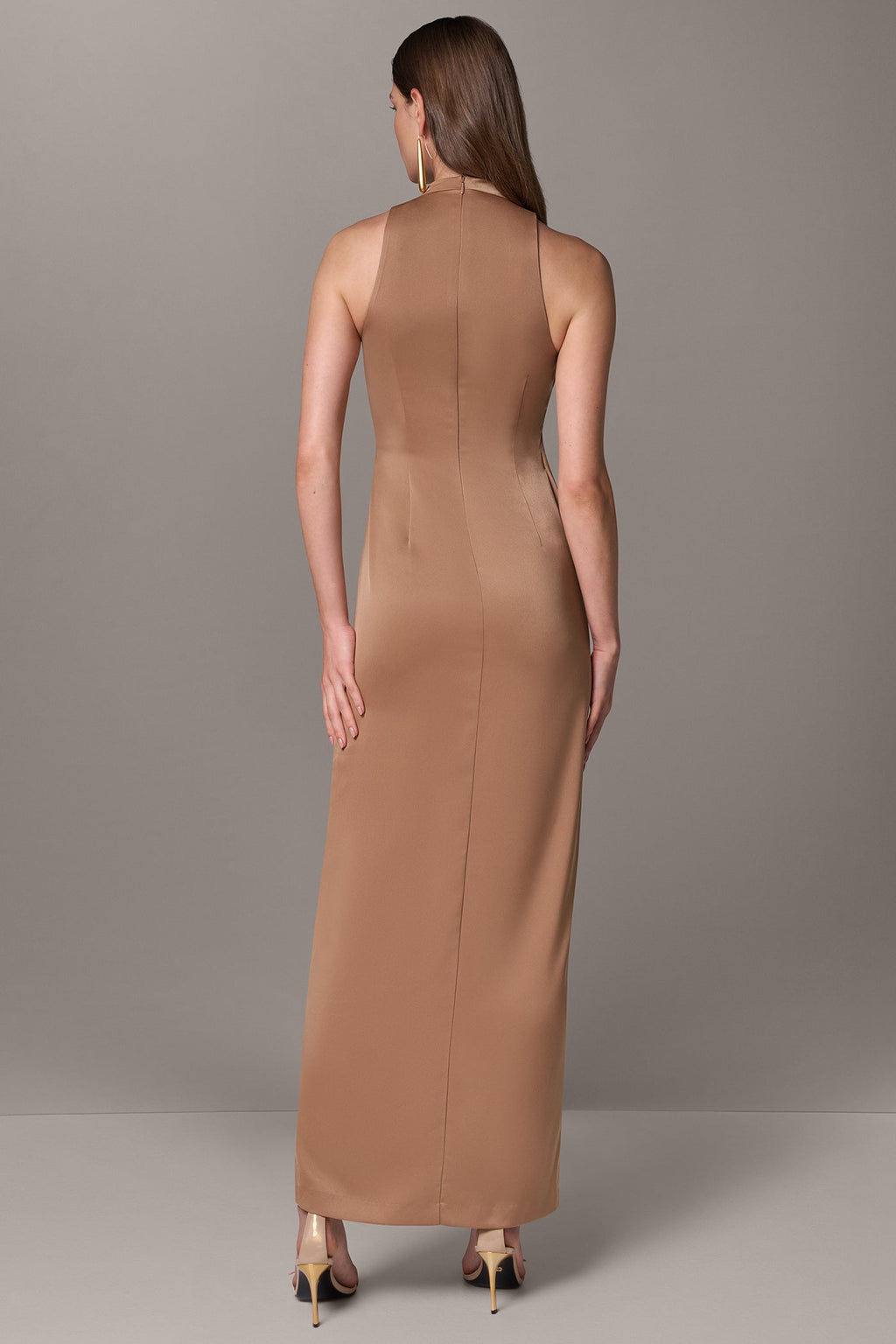 SATIN TWIST FRONT MAXI DRESS