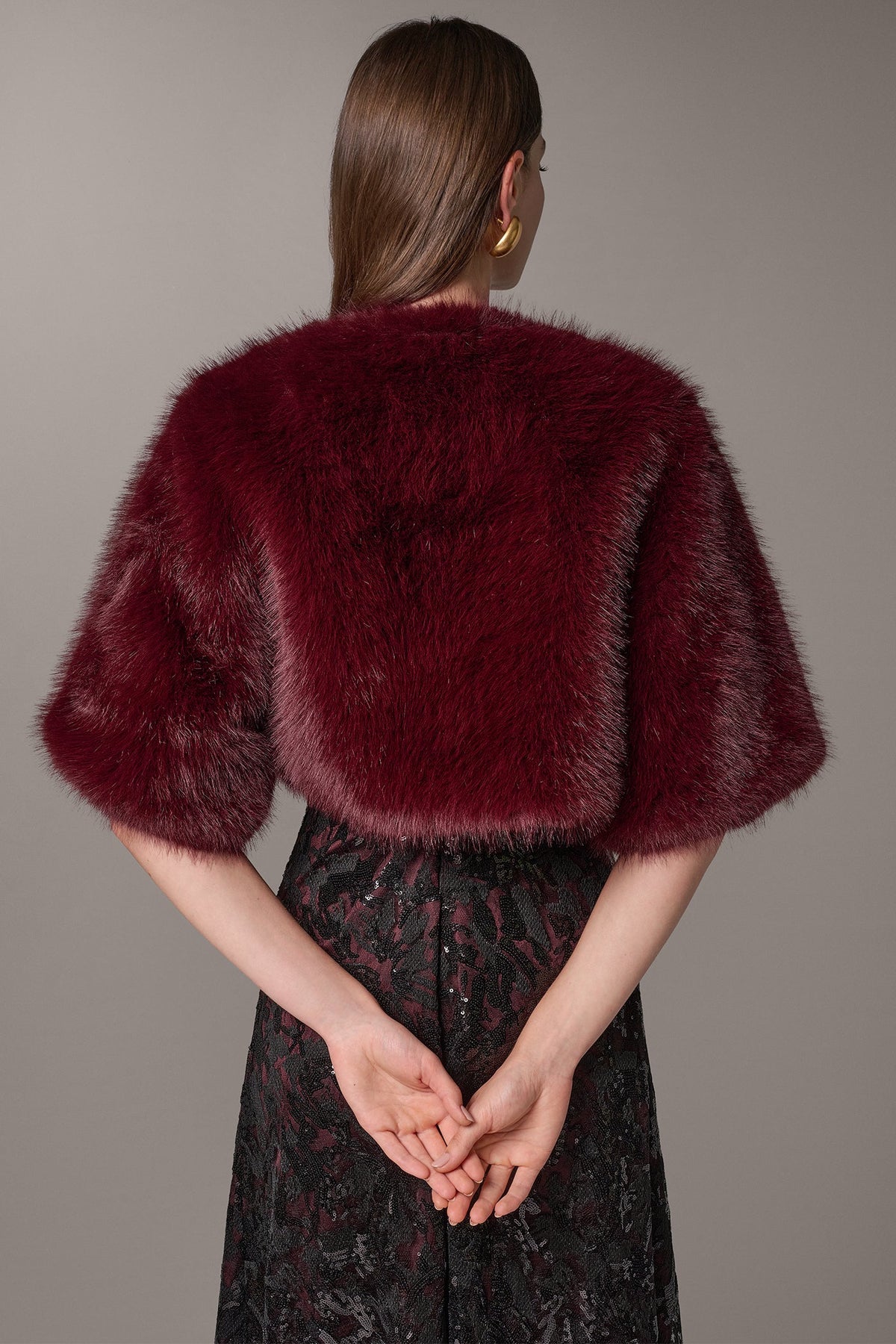 FAUX FUR OPEN FRONT SHRUG