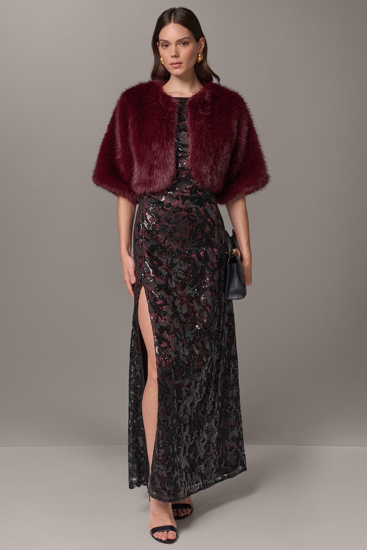 FAUX FUR OPEN FRONT SHRUG