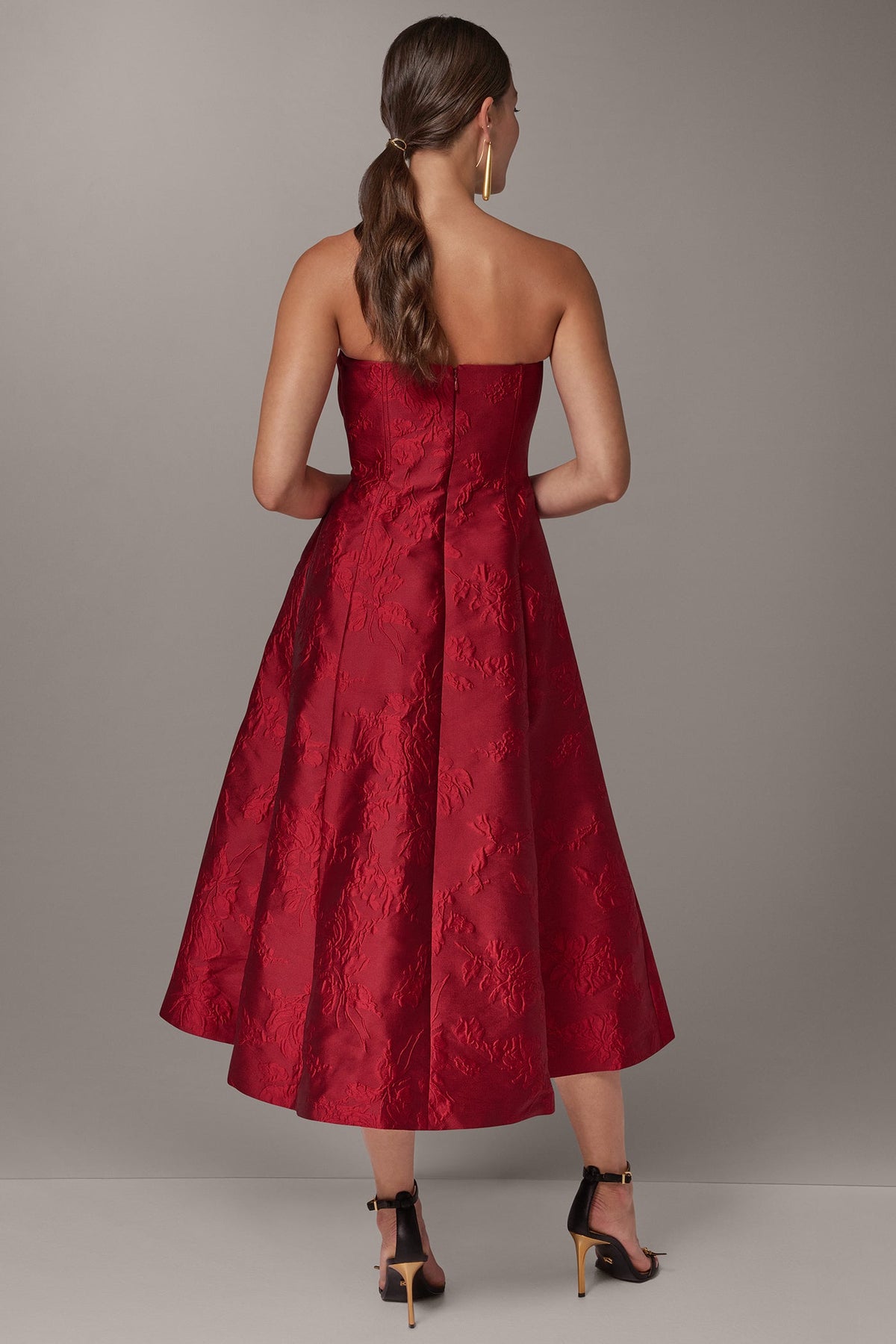 STRAPLESS BROCADE DRESS
