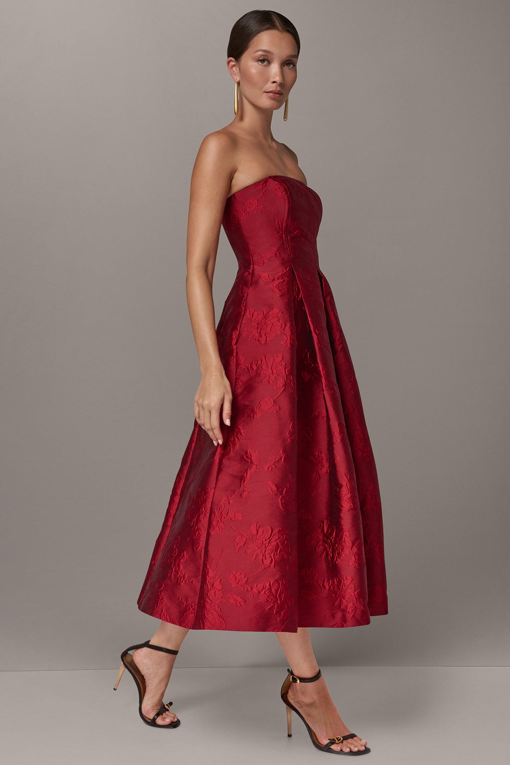 STRAPLESS BROCADE DRESS