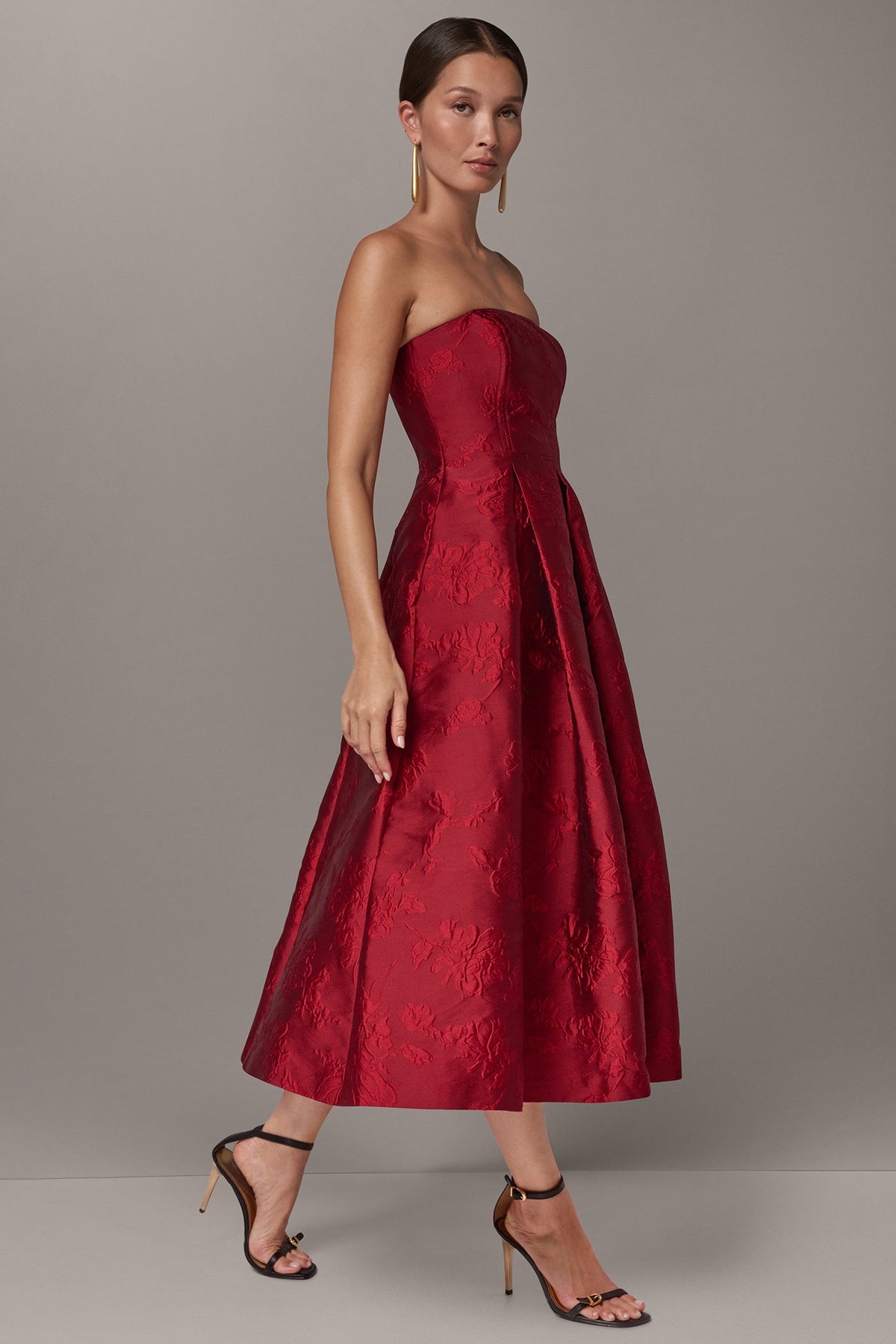 STRAPLESS BROCADE DRESS