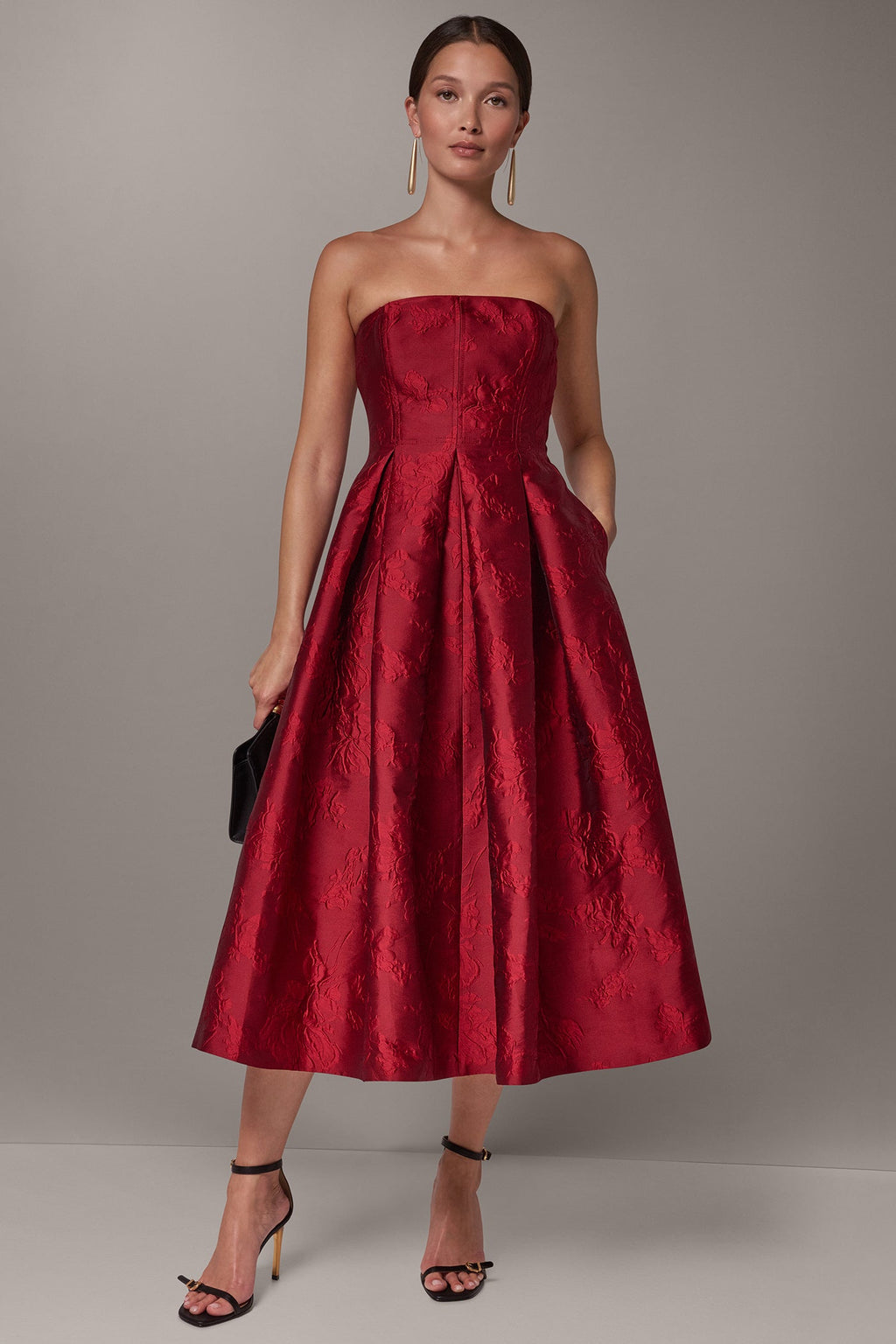 STRAPLESS BROCADE DRESS
