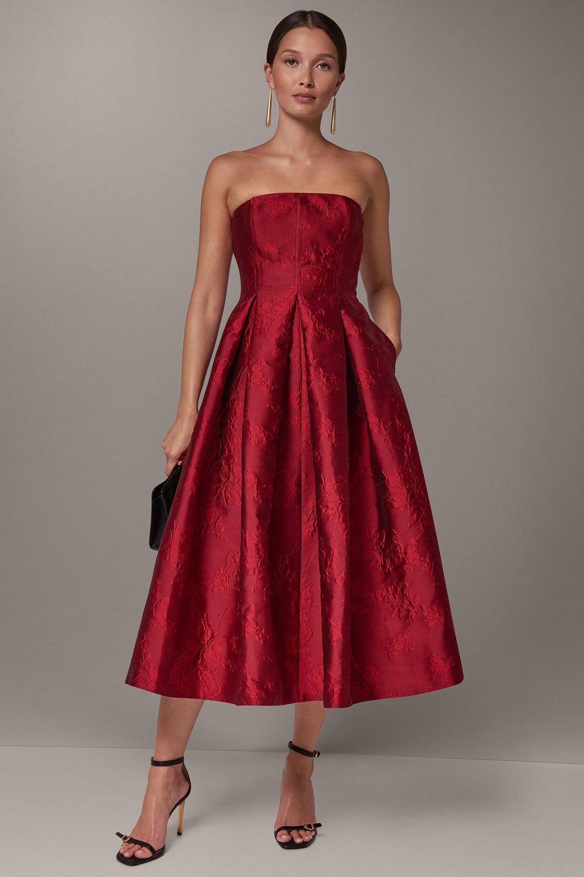 STRAPLESS BROCADE DRESS