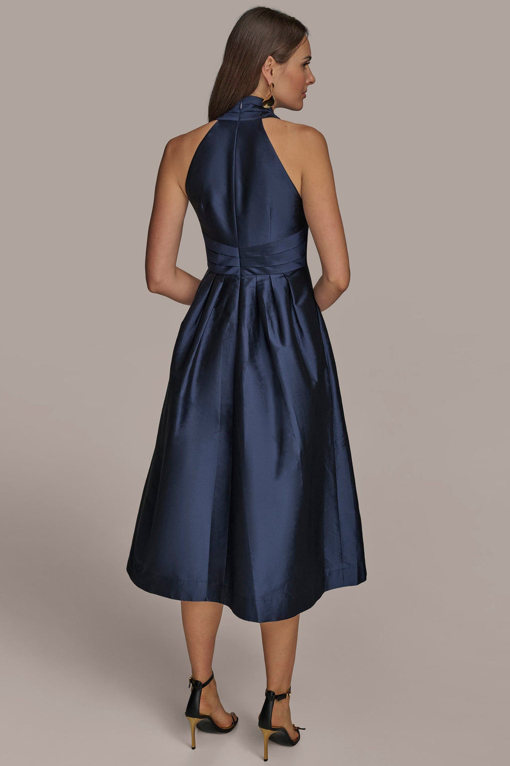 MIDI HALTER FIT AND FLARE DRESS