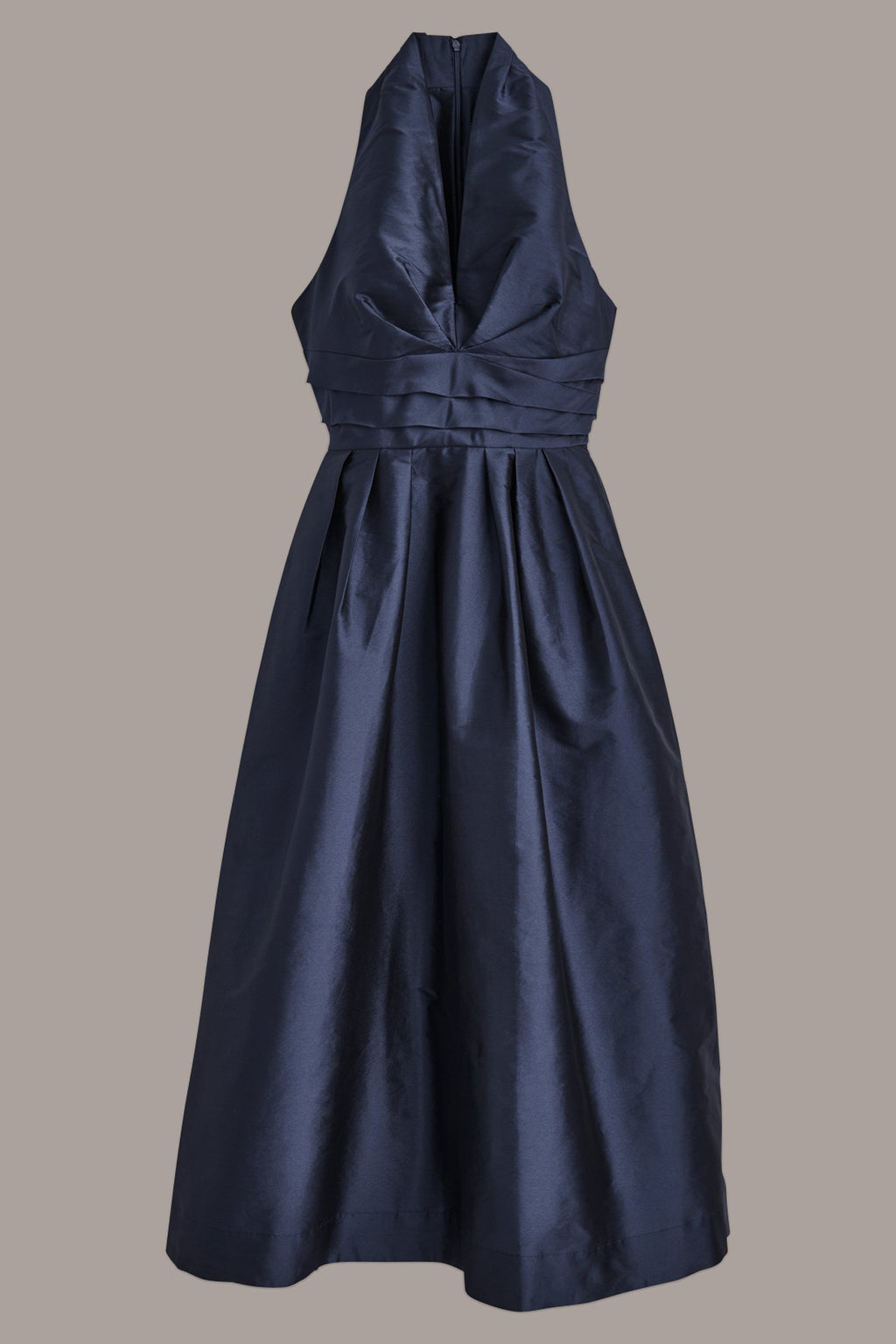 MIDI HALTER FIT AND FLARE DRESS