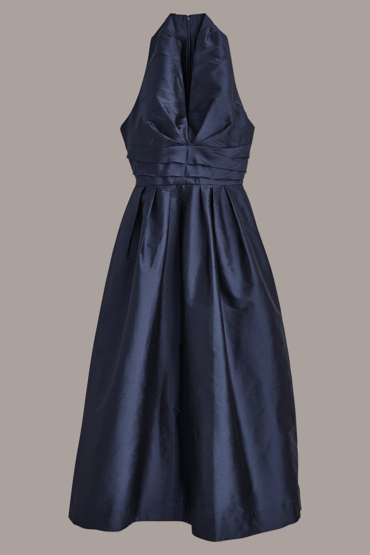 MIDI HALTER FIT AND FLARE DRESS