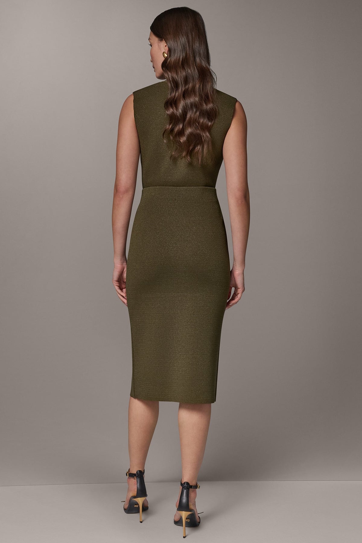 METALLIC MIDI SWEATER SKIRT