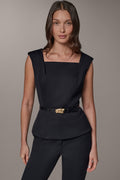SLEEVELESS PEPLUM BLOUSE