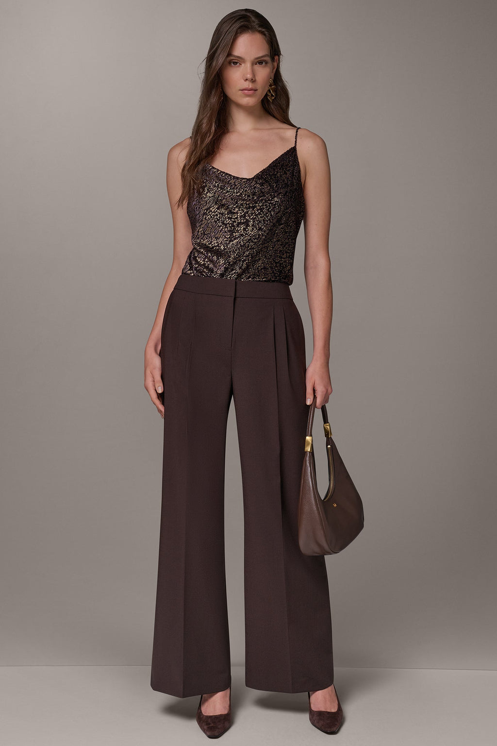 HIGH-RISE PLEATED WIDE-LEG SUIT PANT