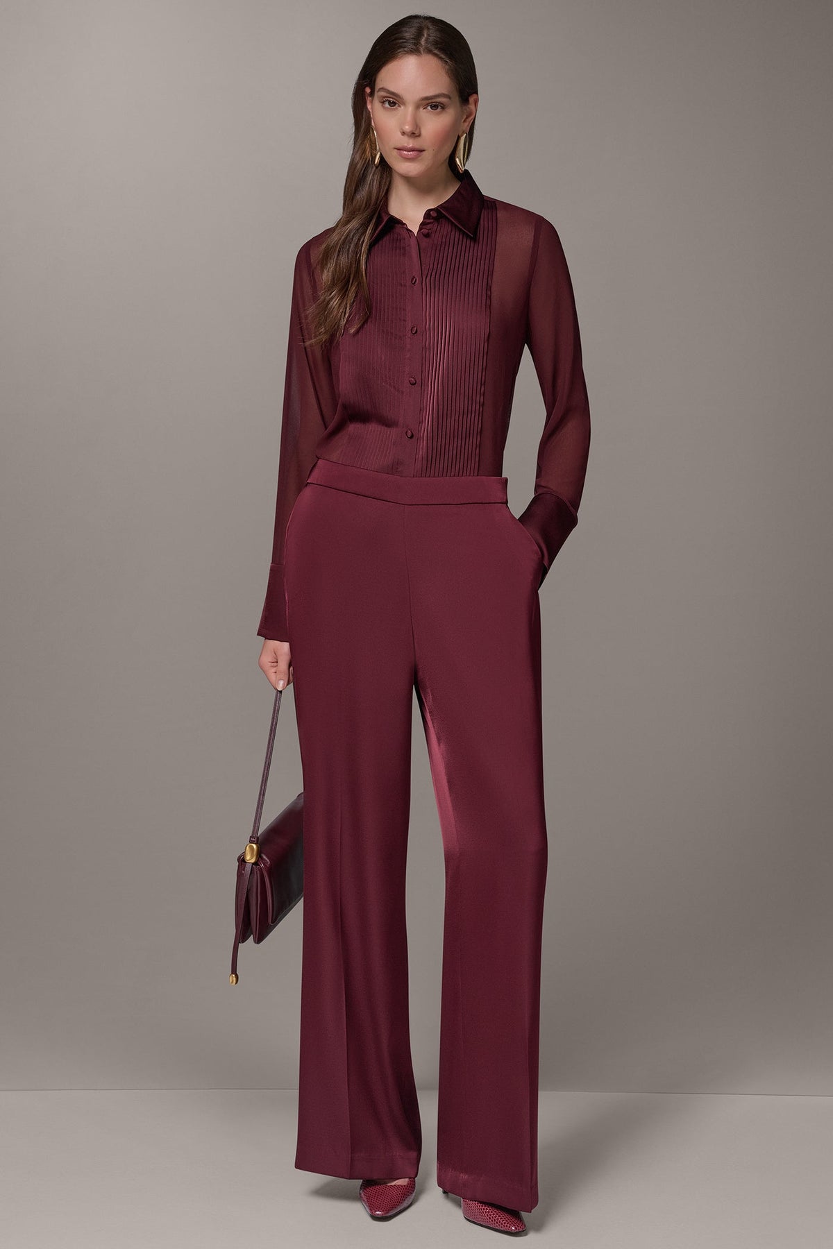 MID-RISE SATIN WIDE-LEG PANT