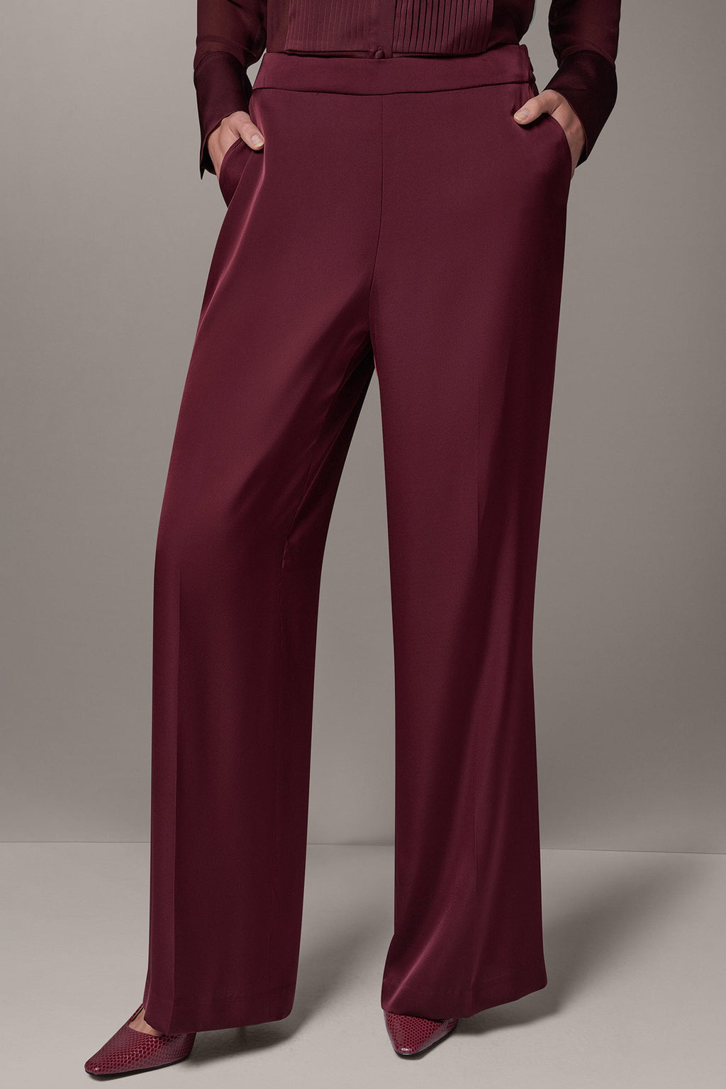 MID-RISE SATIN WIDE-LEG PANT