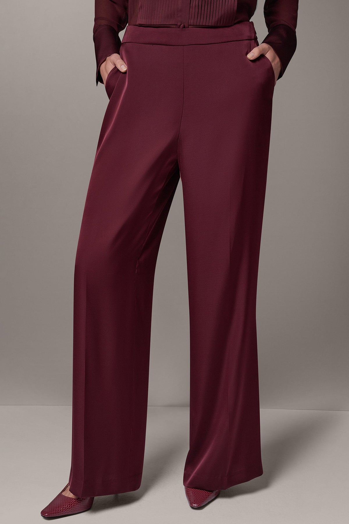 MID-RISE SATIN WIDE-LEG PANT