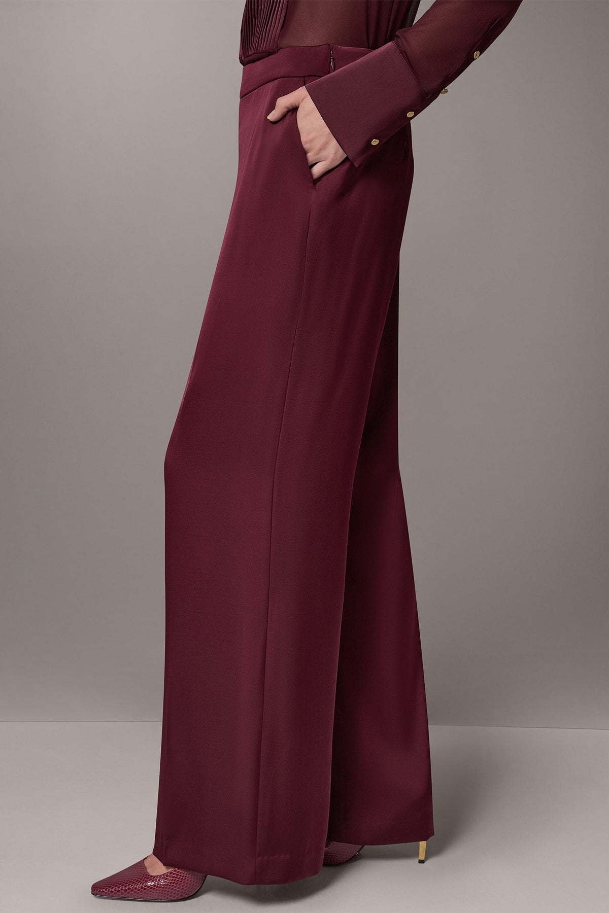 MID-RISE SATIN WIDE-LEG PANT