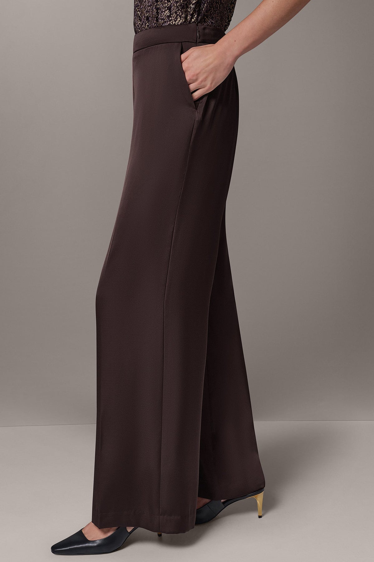 MID-RISE SATIN WIDE-LEG PANT
