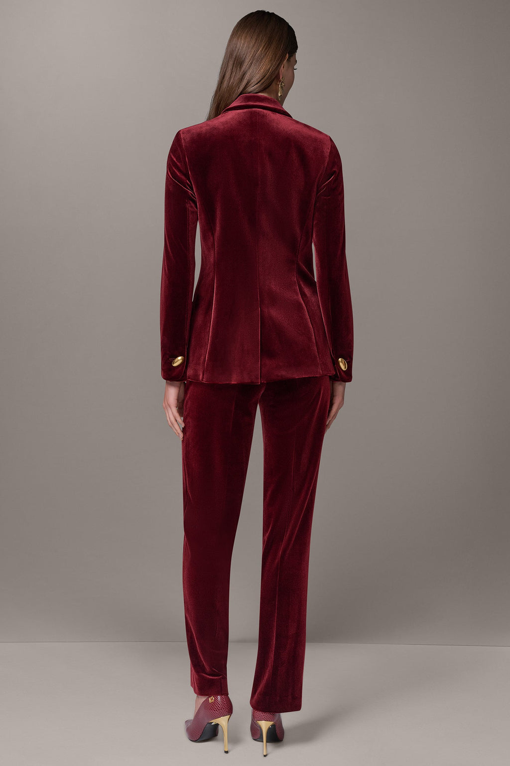 VELVET ONE BUTTON SUIT BLAZER