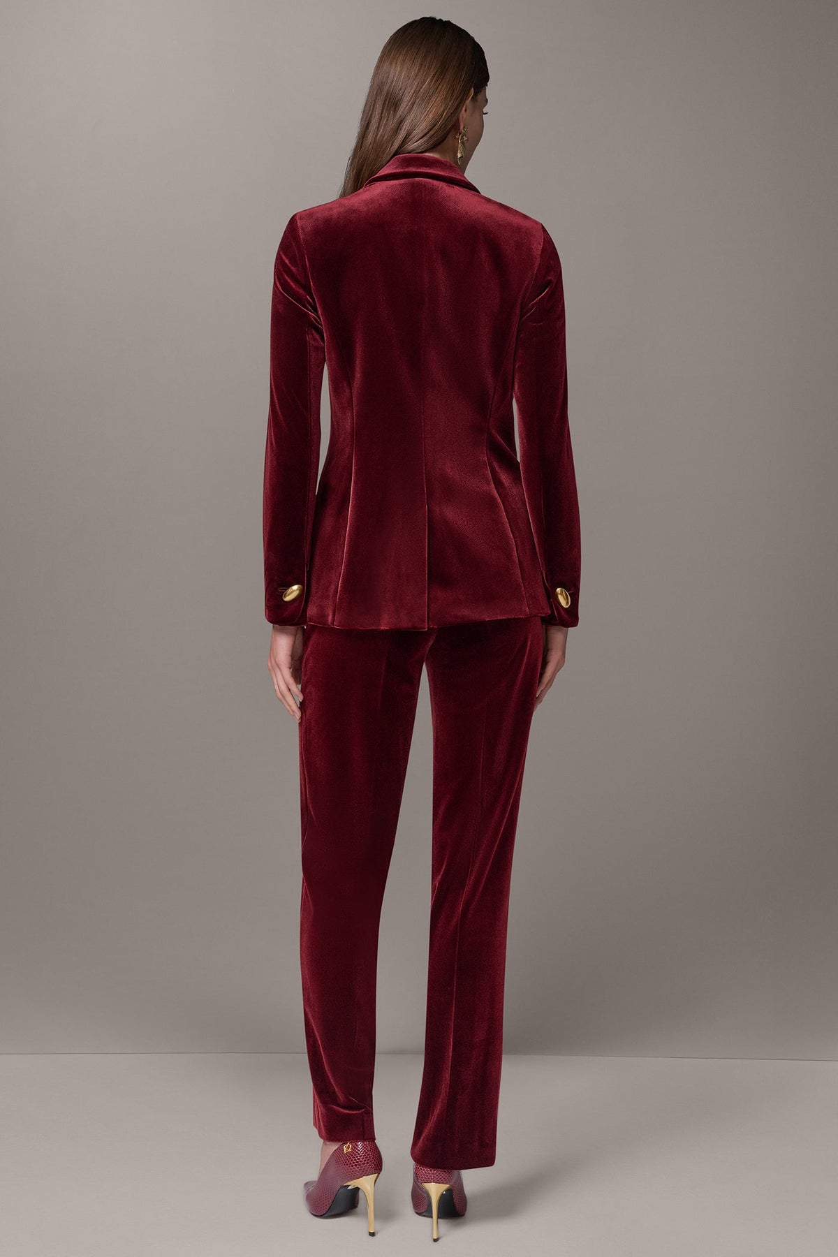 VELVET ONE BUTTON SUIT BLAZER