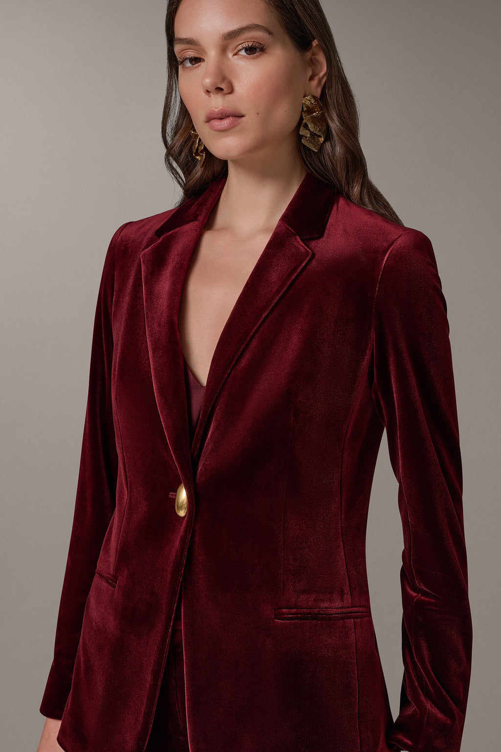 VELVET ONE BUTTON SUIT BLAZER