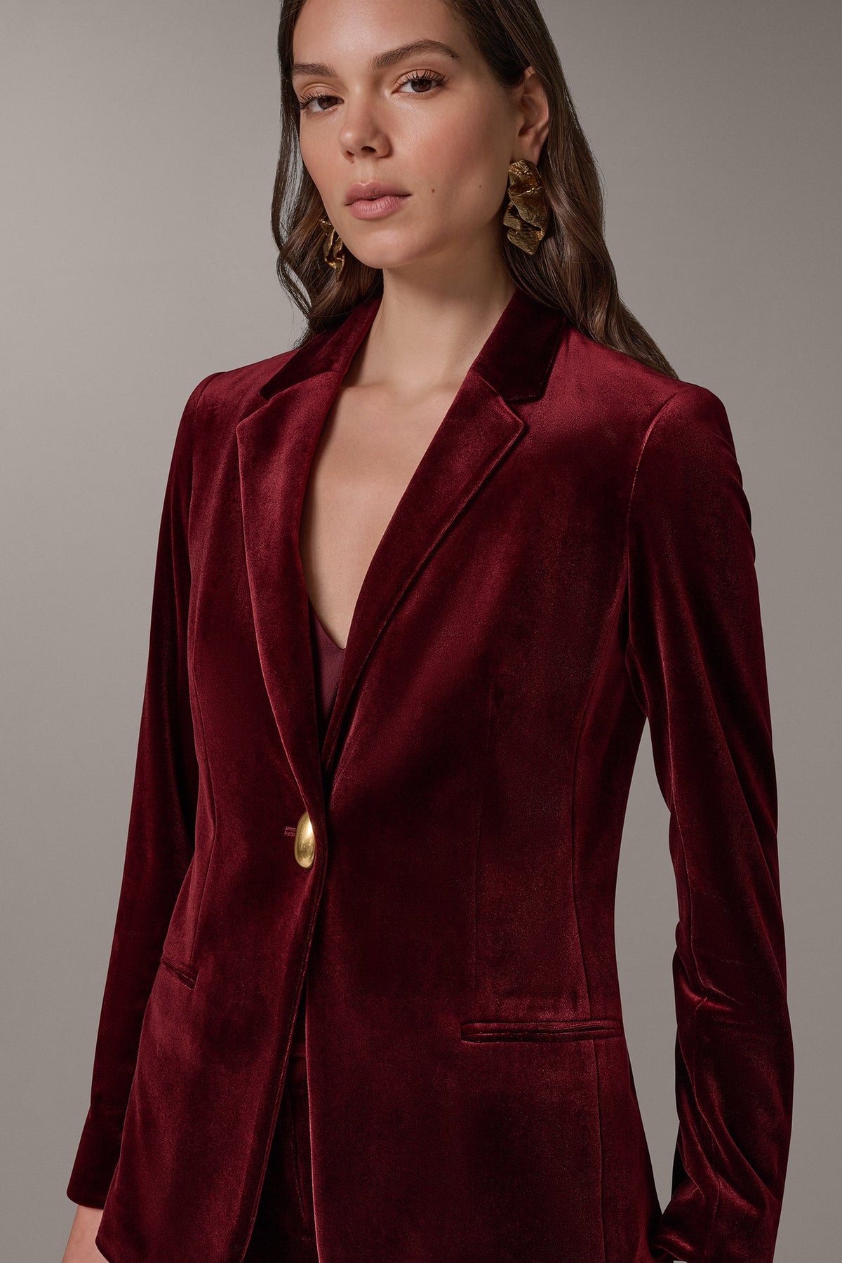 VELVET ONE BUTTON SUIT BLAZER
