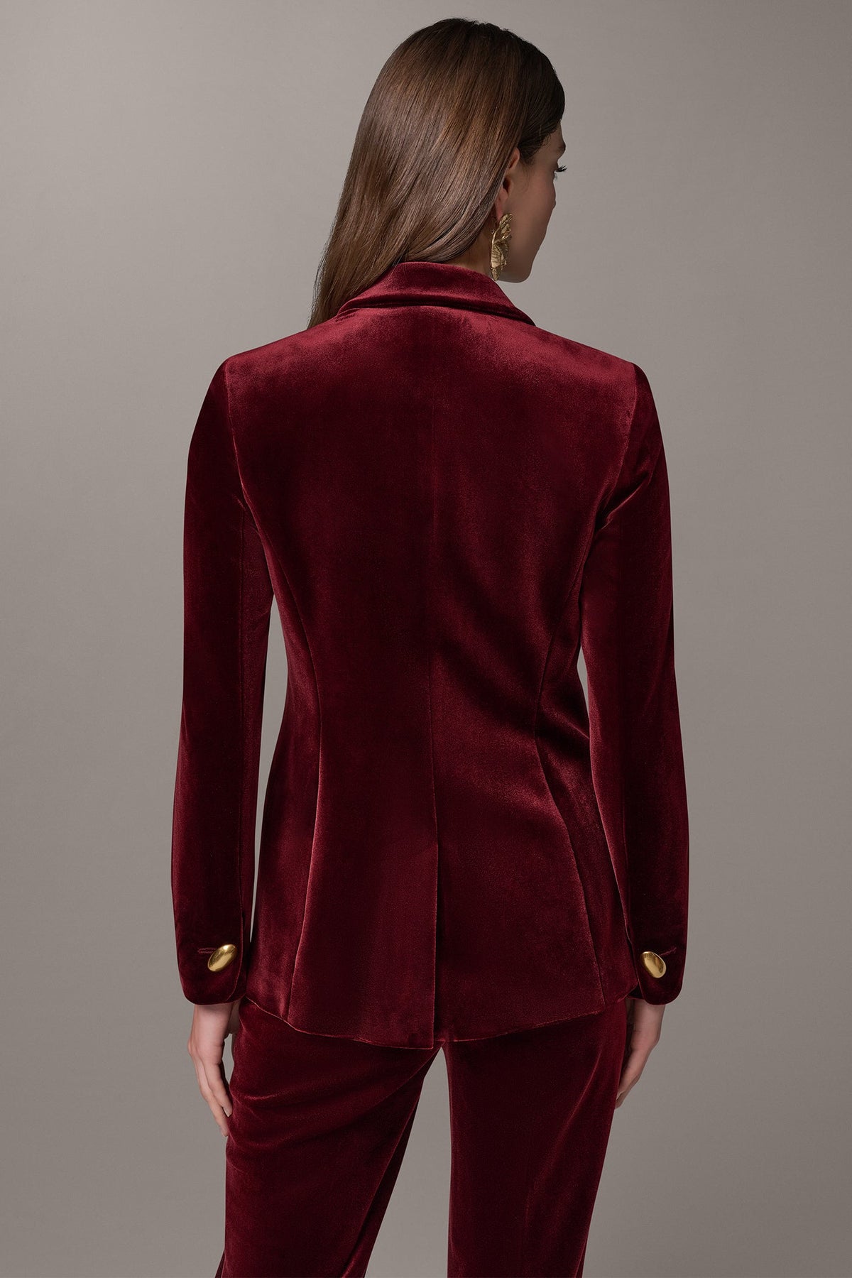 VELVET ONE BUTTON SUIT BLAZER