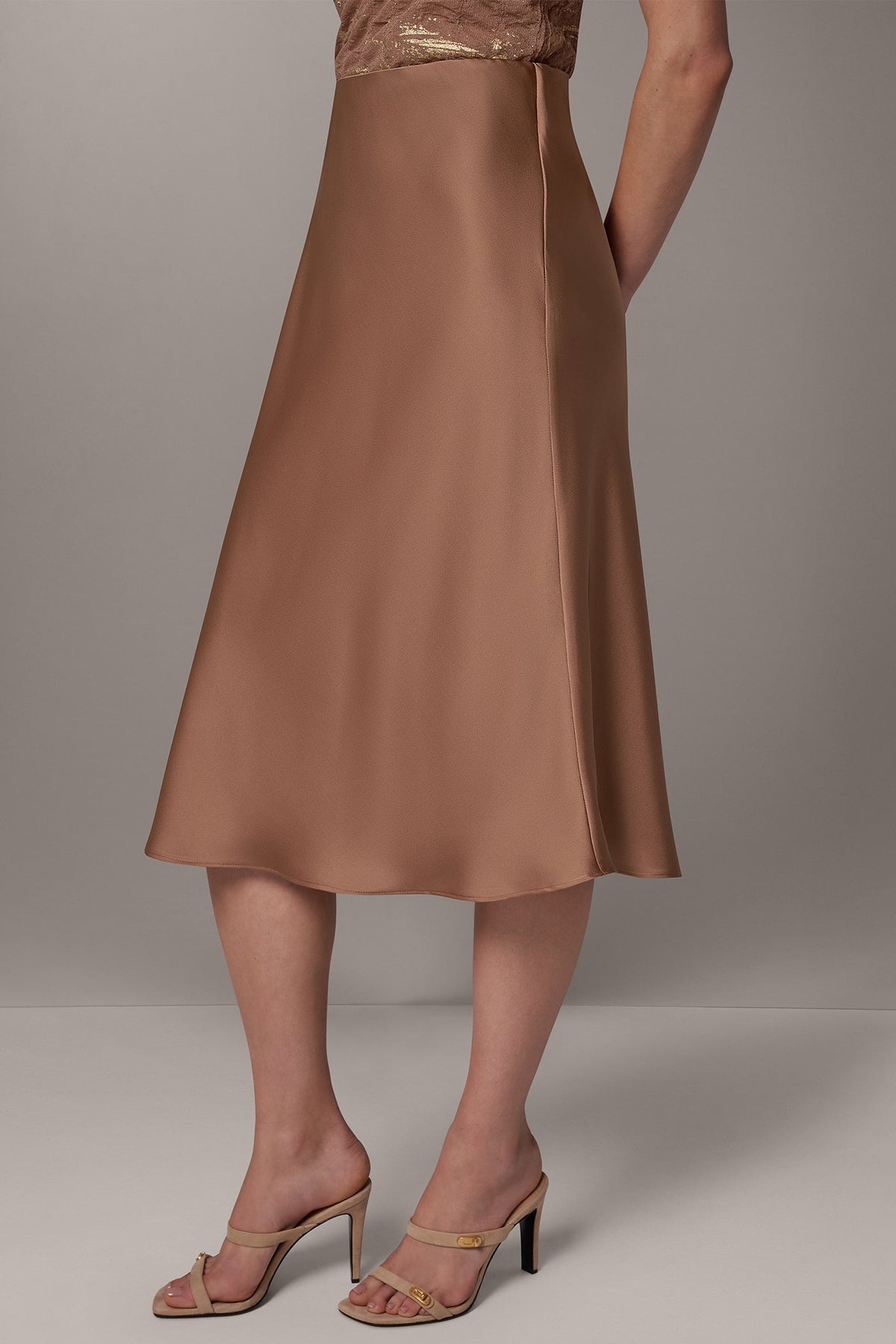 SATIN MIDI SKIRT