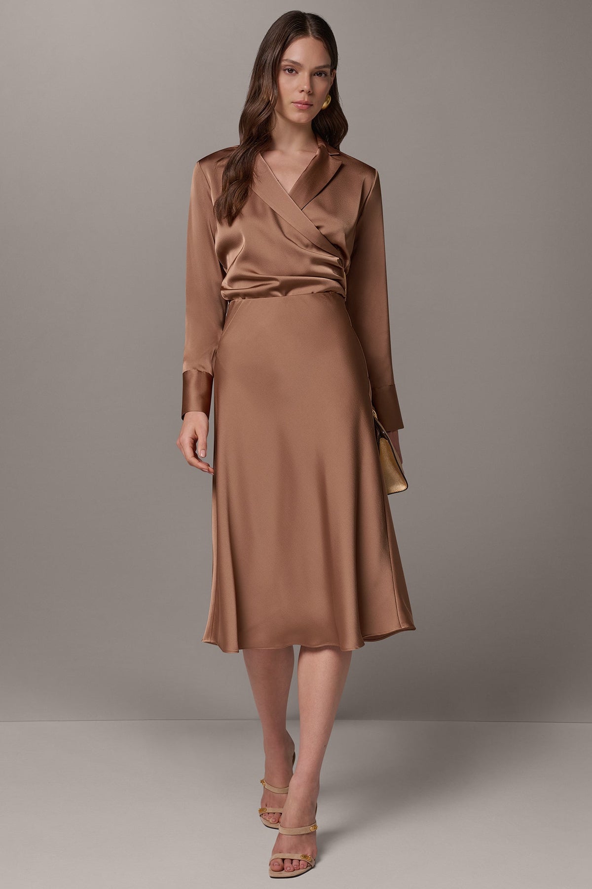 SATIN MIDI SKIRT