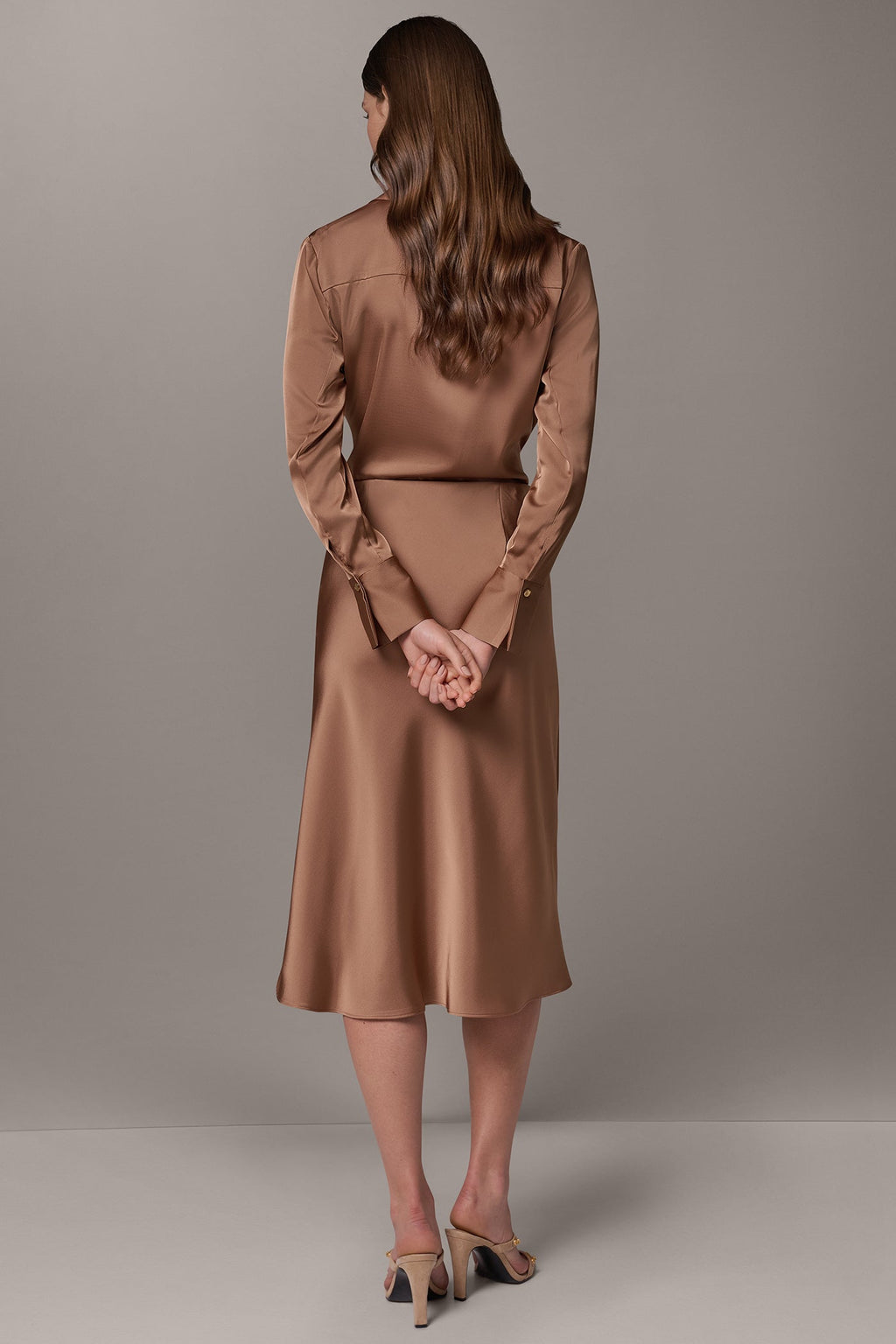 SATIN MIDI SKIRT