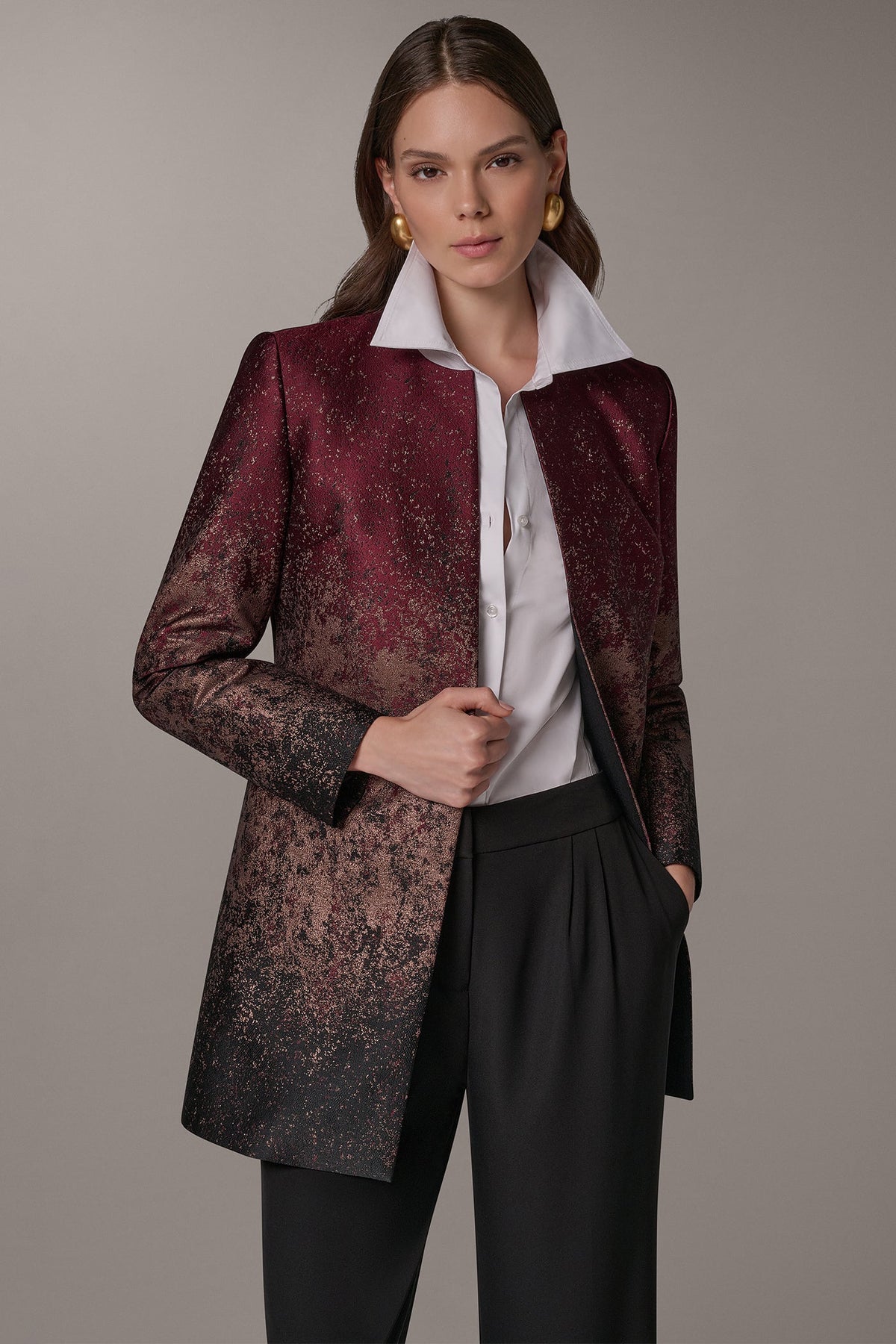 METALLIC OPEN-FRONT JACKET