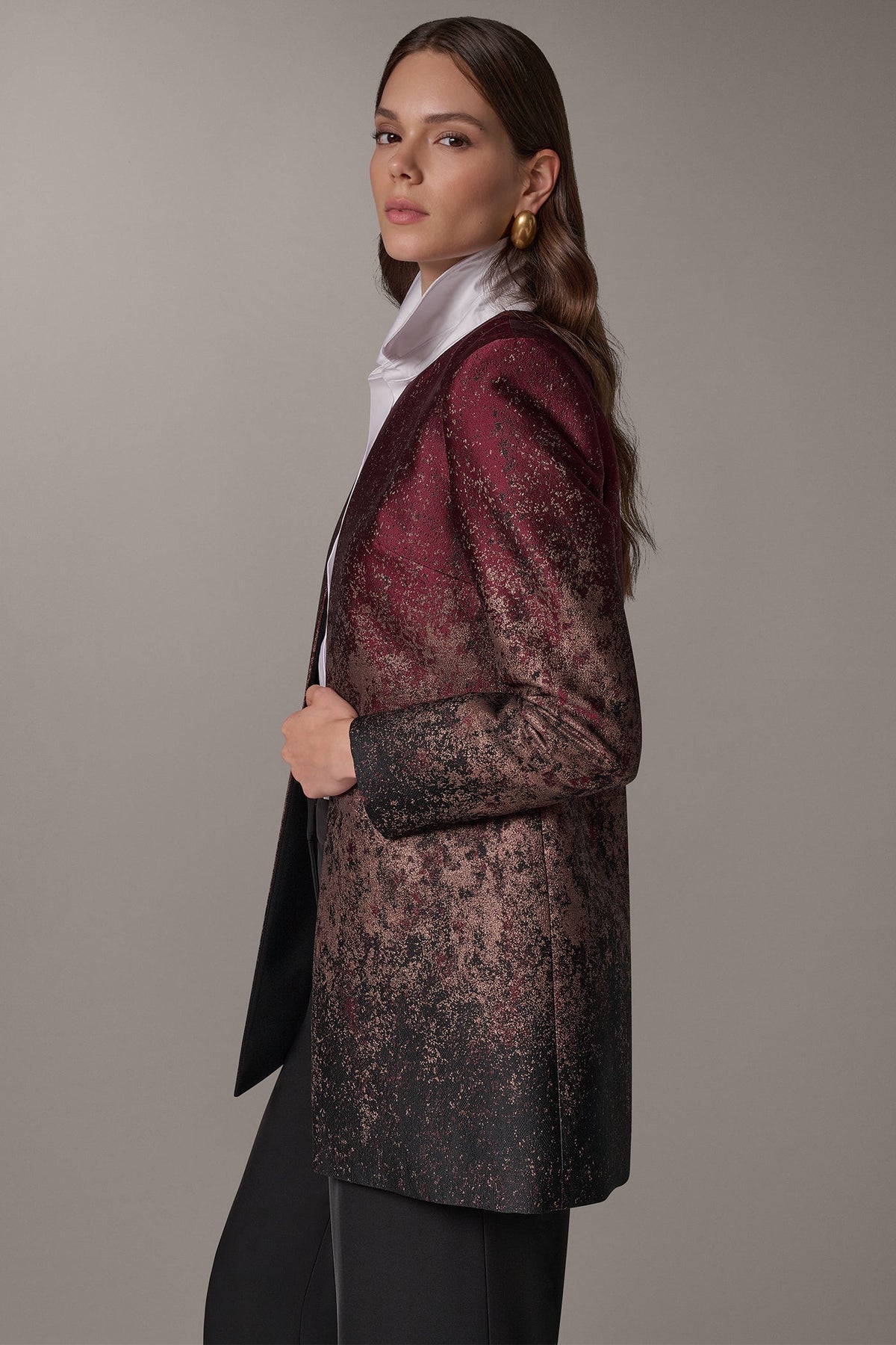 METALLIC OPEN-FRONT JACKET