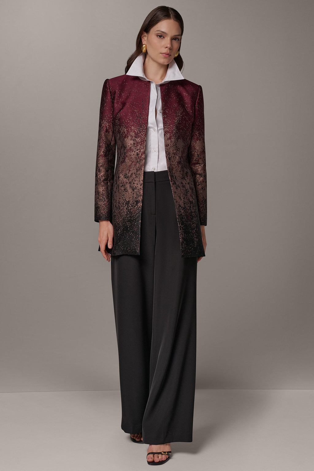 METALLIC OPEN-FRONT JACKET