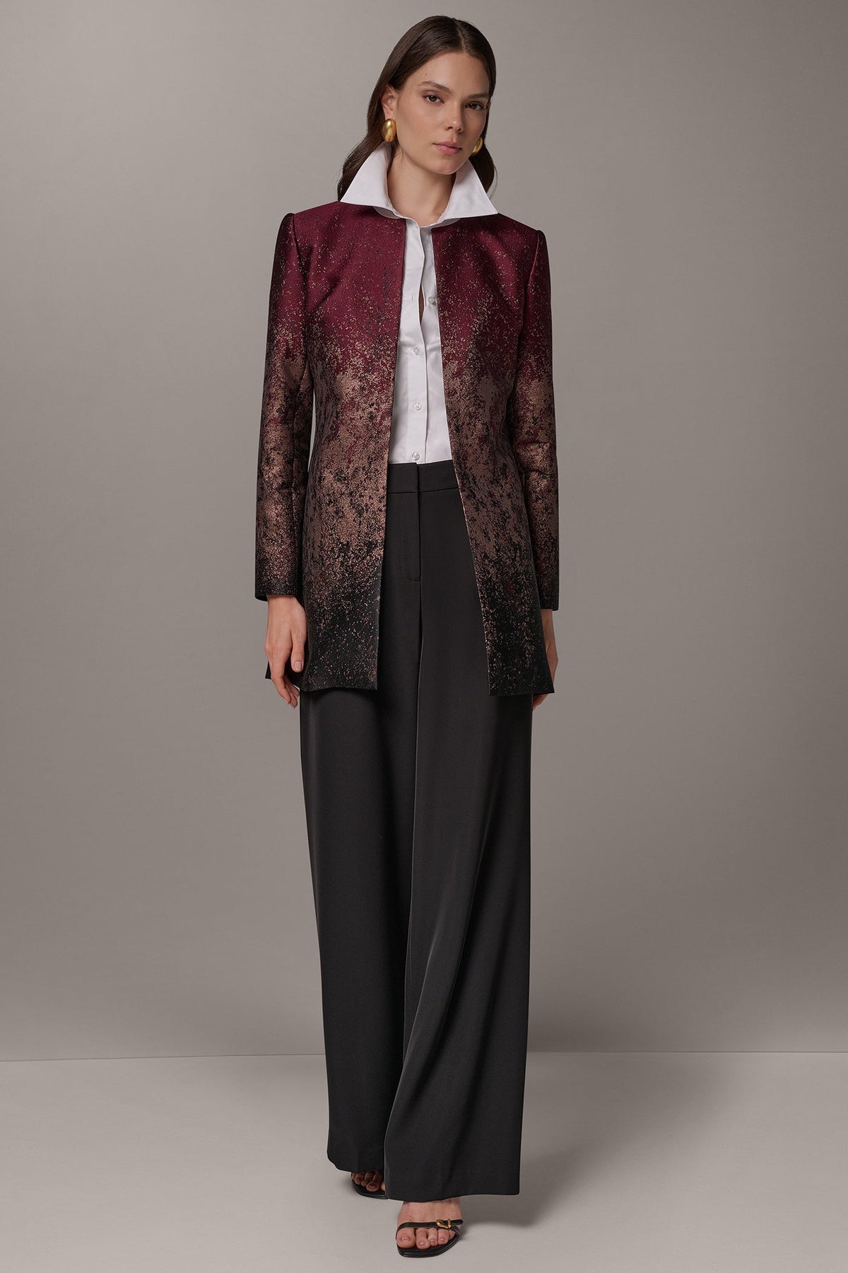 METALLIC OPEN-FRONT JACKET