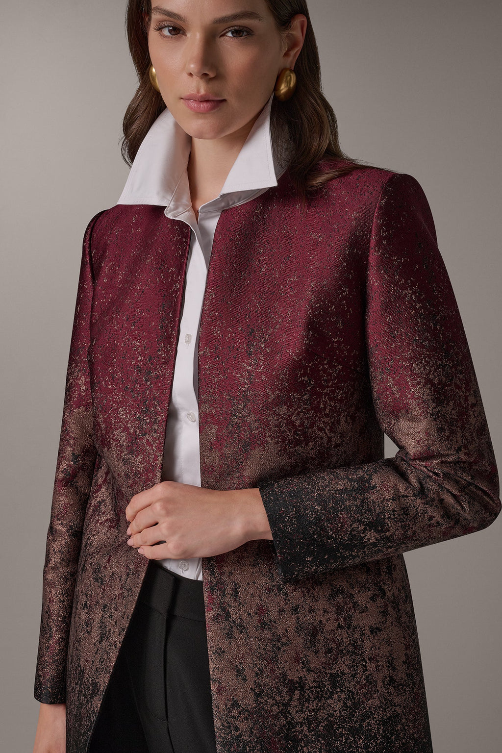 METALLIC OPEN-FRONT JACKET