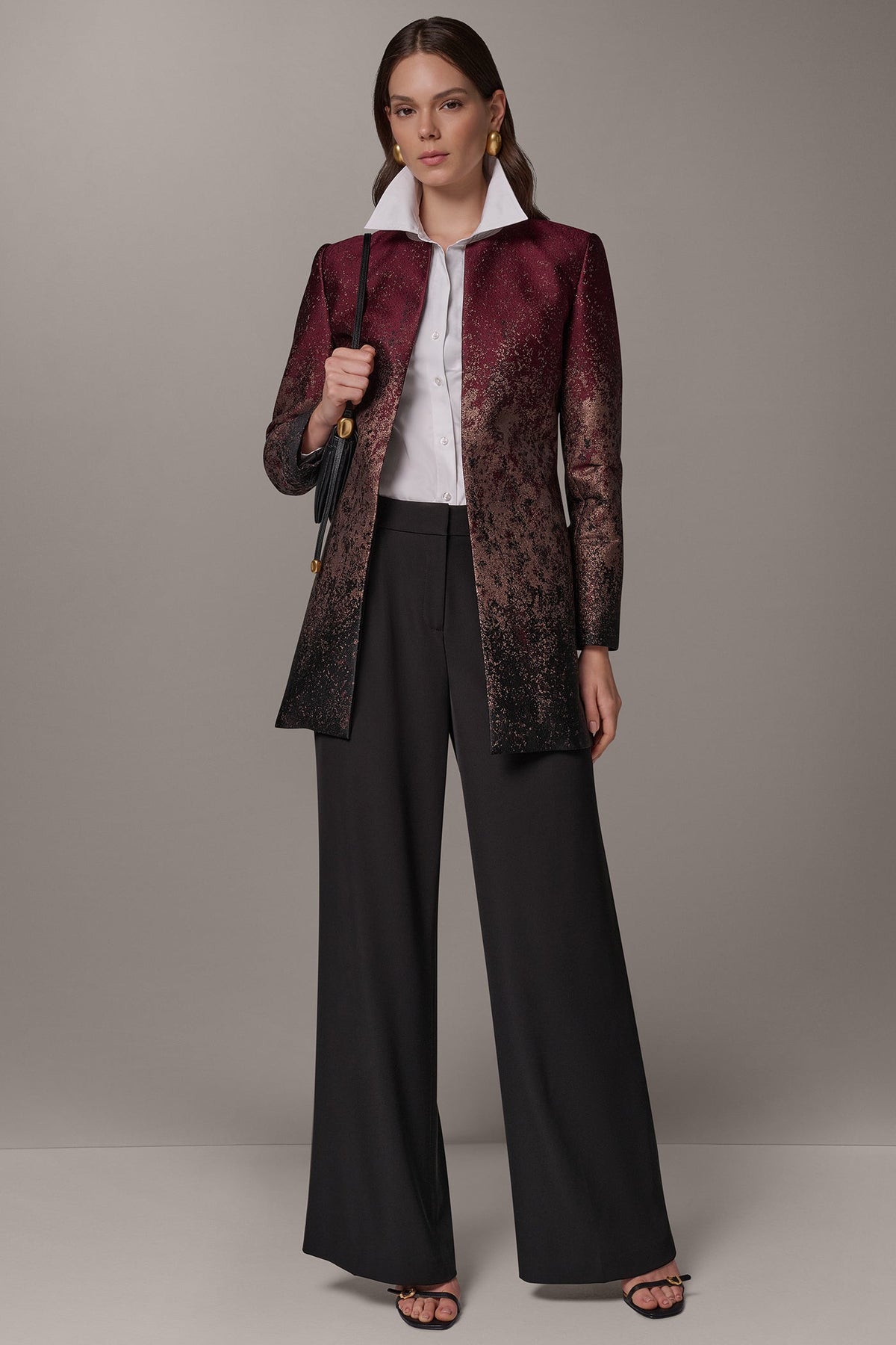 METALLIC OPEN-FRONT JACKET