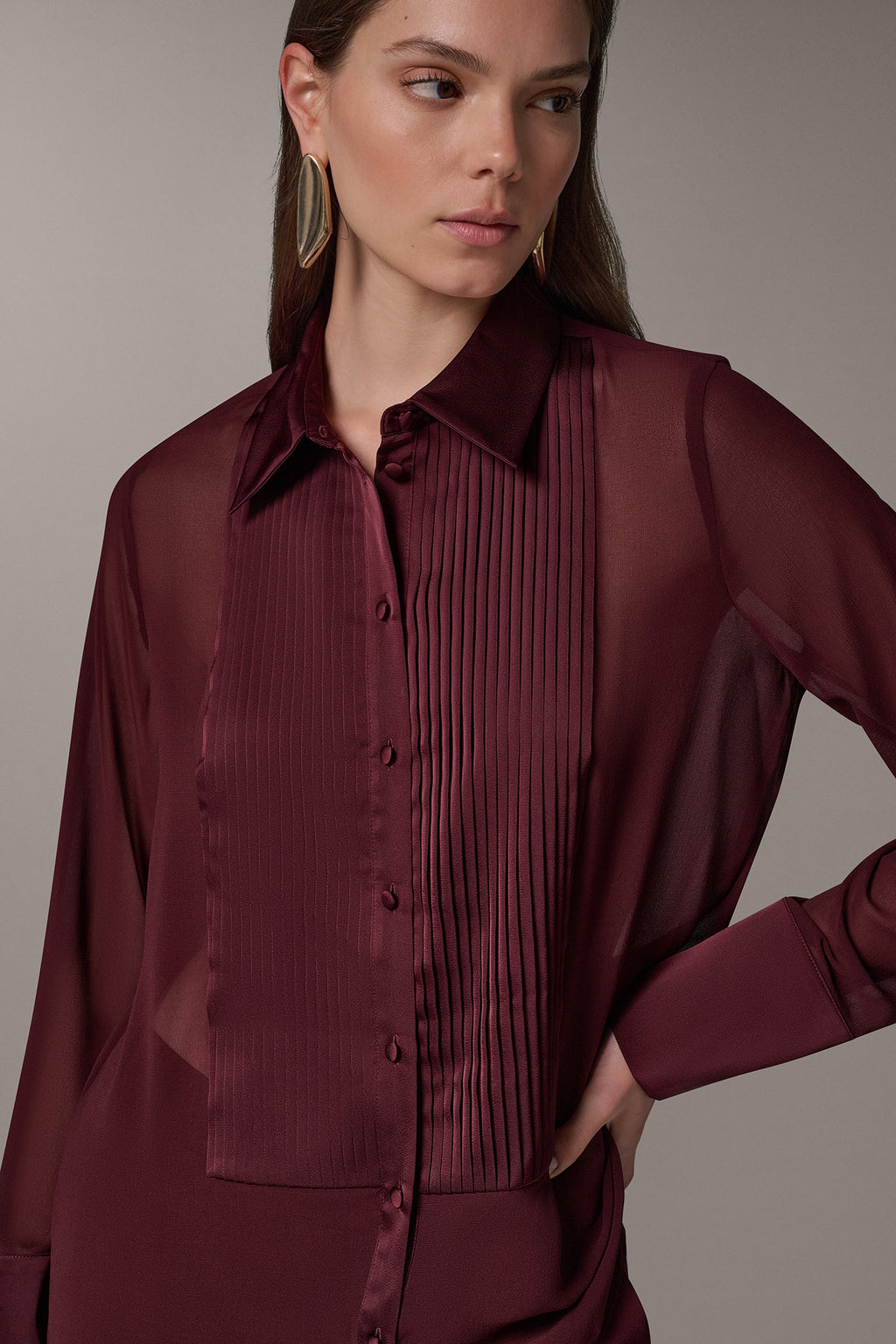 CHIFFON TUXEDO BLOUSE