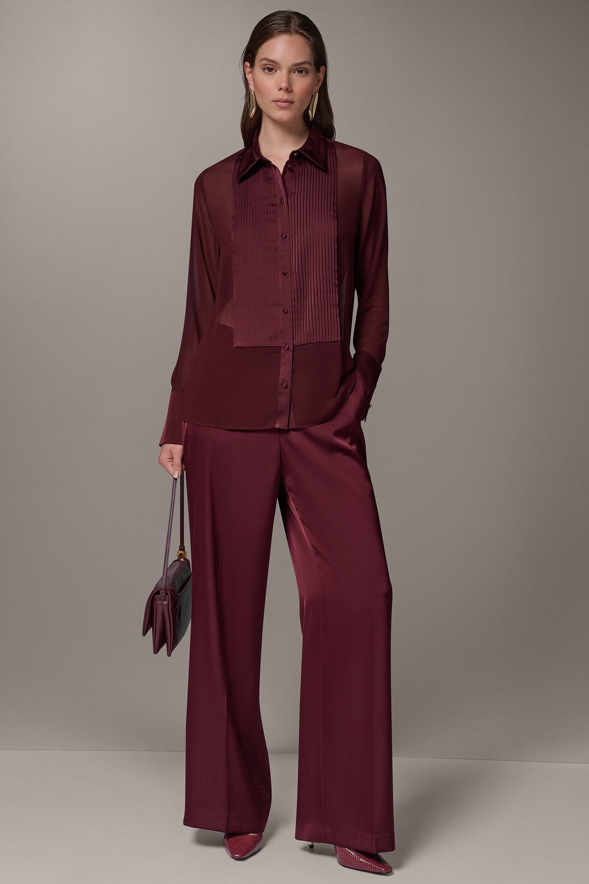 CHIFFON TUXEDO BLOUSE