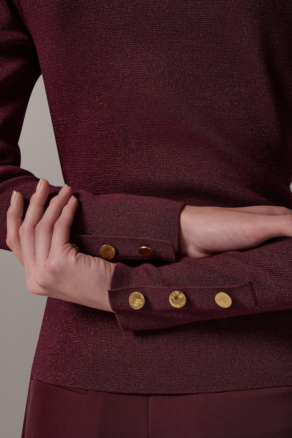 WRAP-EFFECT TWIST WAIST SWEATER