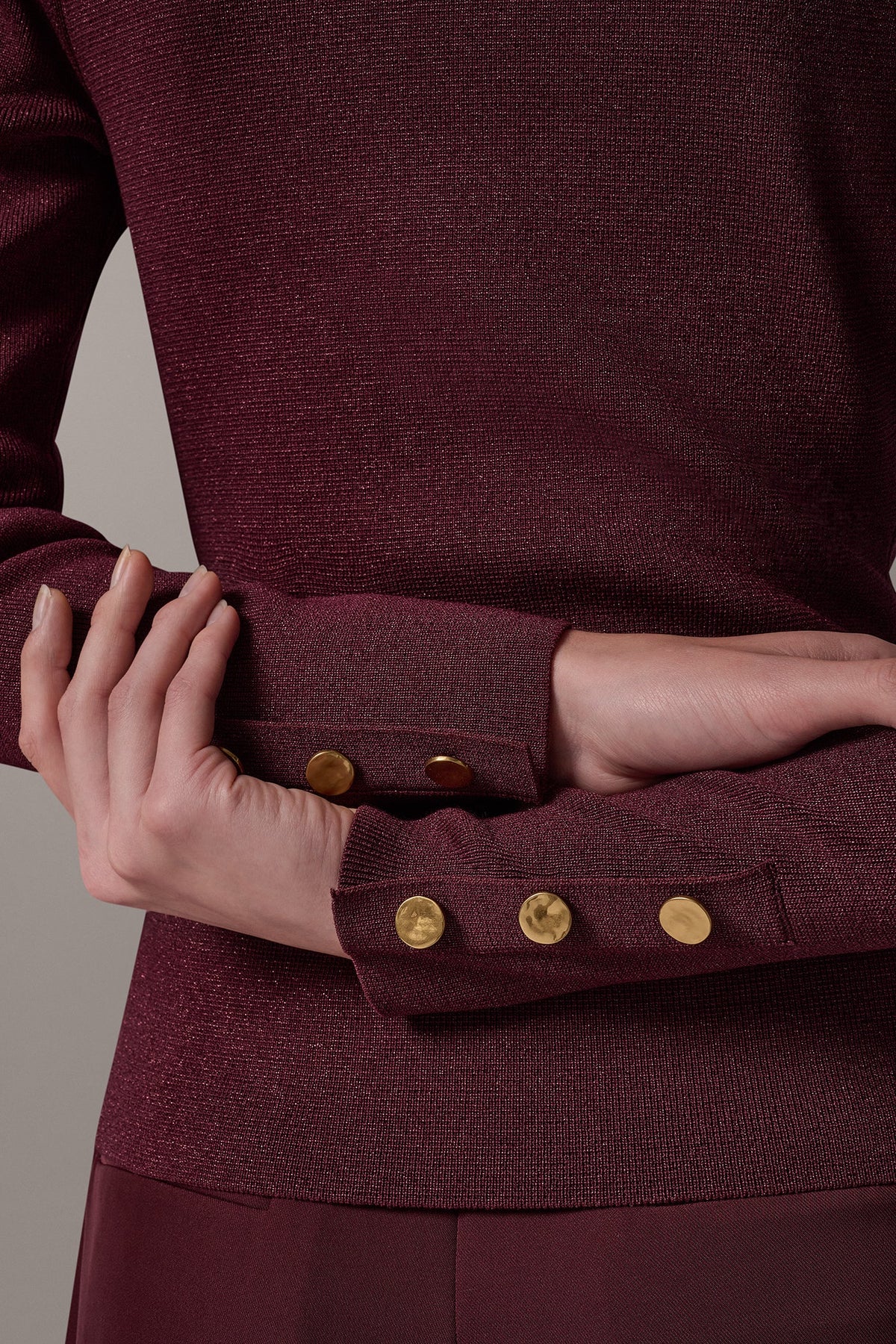 WRAP-EFFECT TWIST WAIST SWEATER