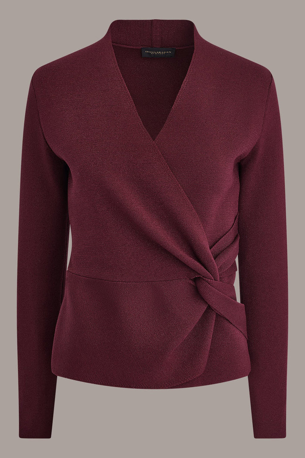 WRAP-EFFECT TWIST WAIST SWEATER