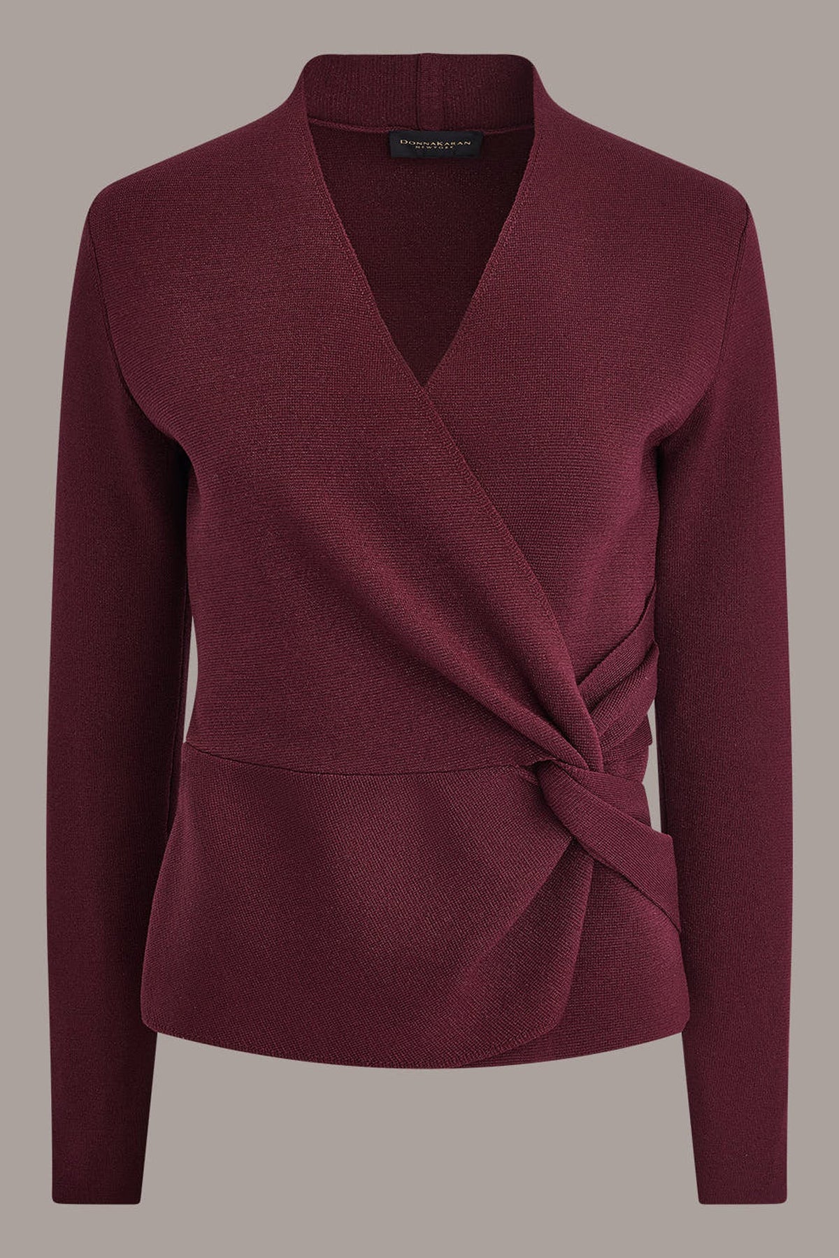 WRAP-EFFECT TWIST WAIST SWEATER