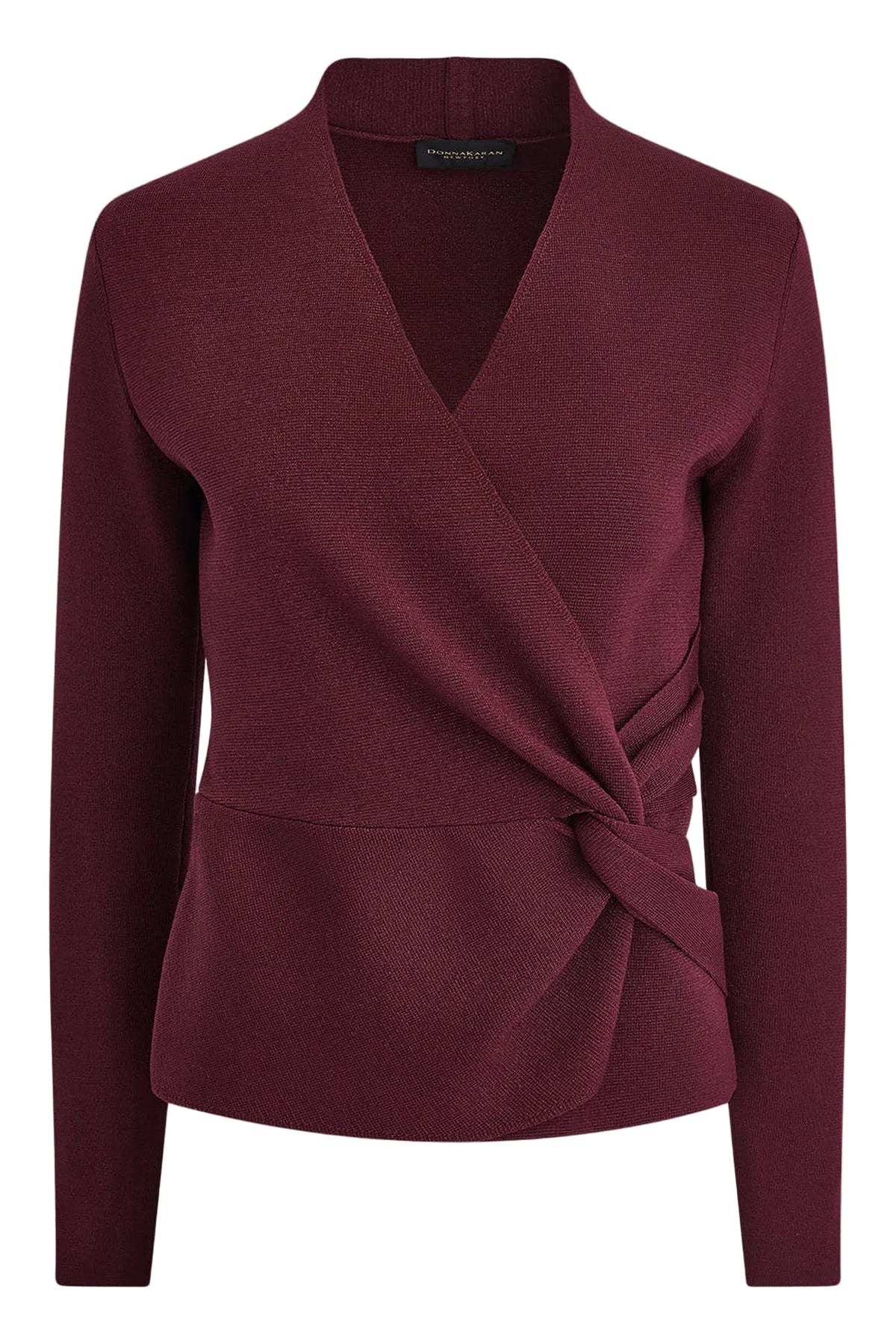 WRAP-EFFECT TWIST WAIST SWEATER