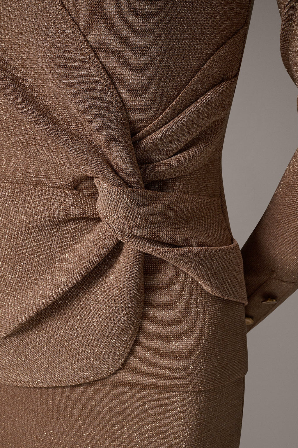 WRAP-EFFECT TWIST WAIST SWEATER