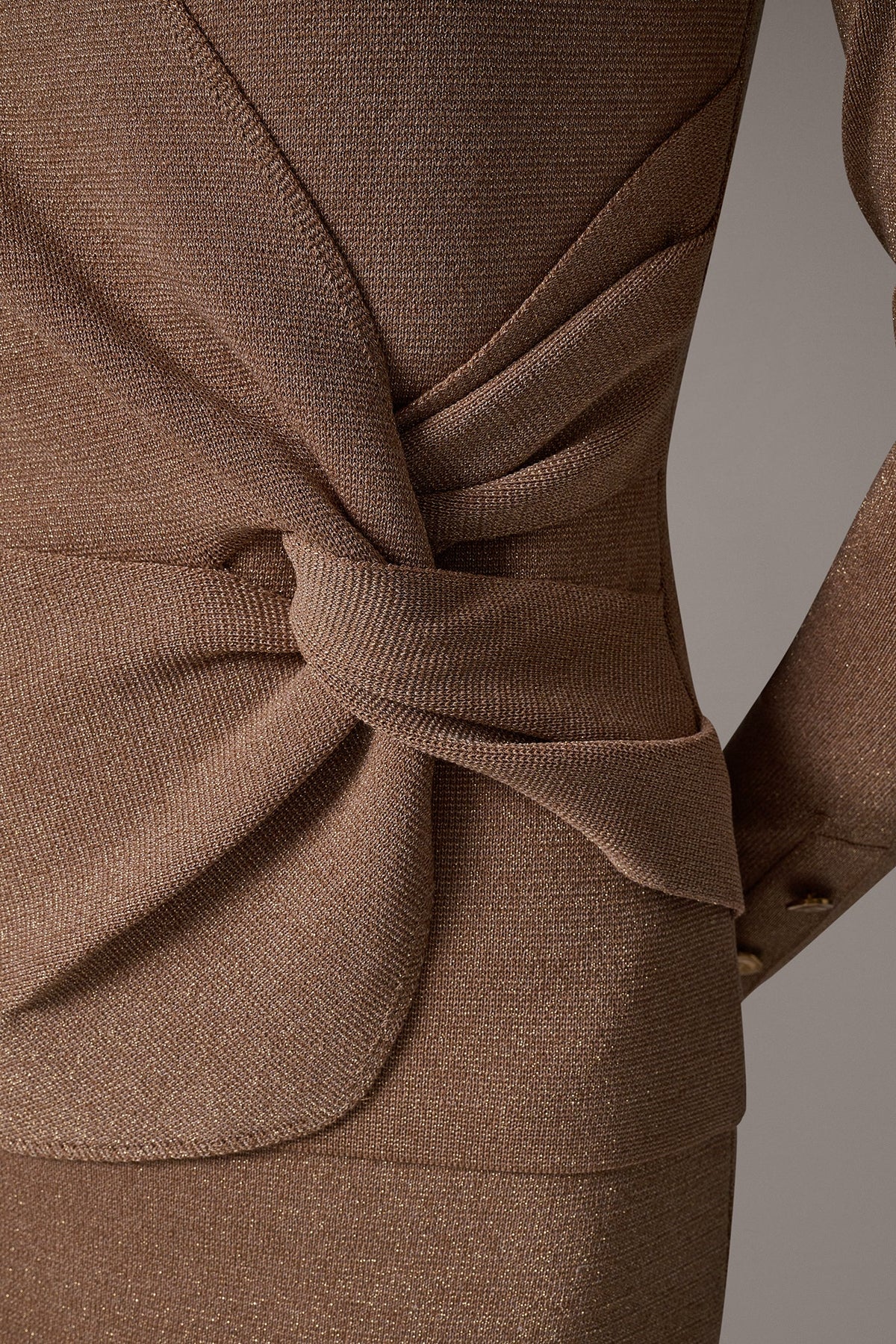 WRAP-EFFECT TWIST WAIST SWEATER