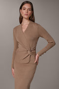 WRAP-EFFECT TWIST WAIST SWEATER